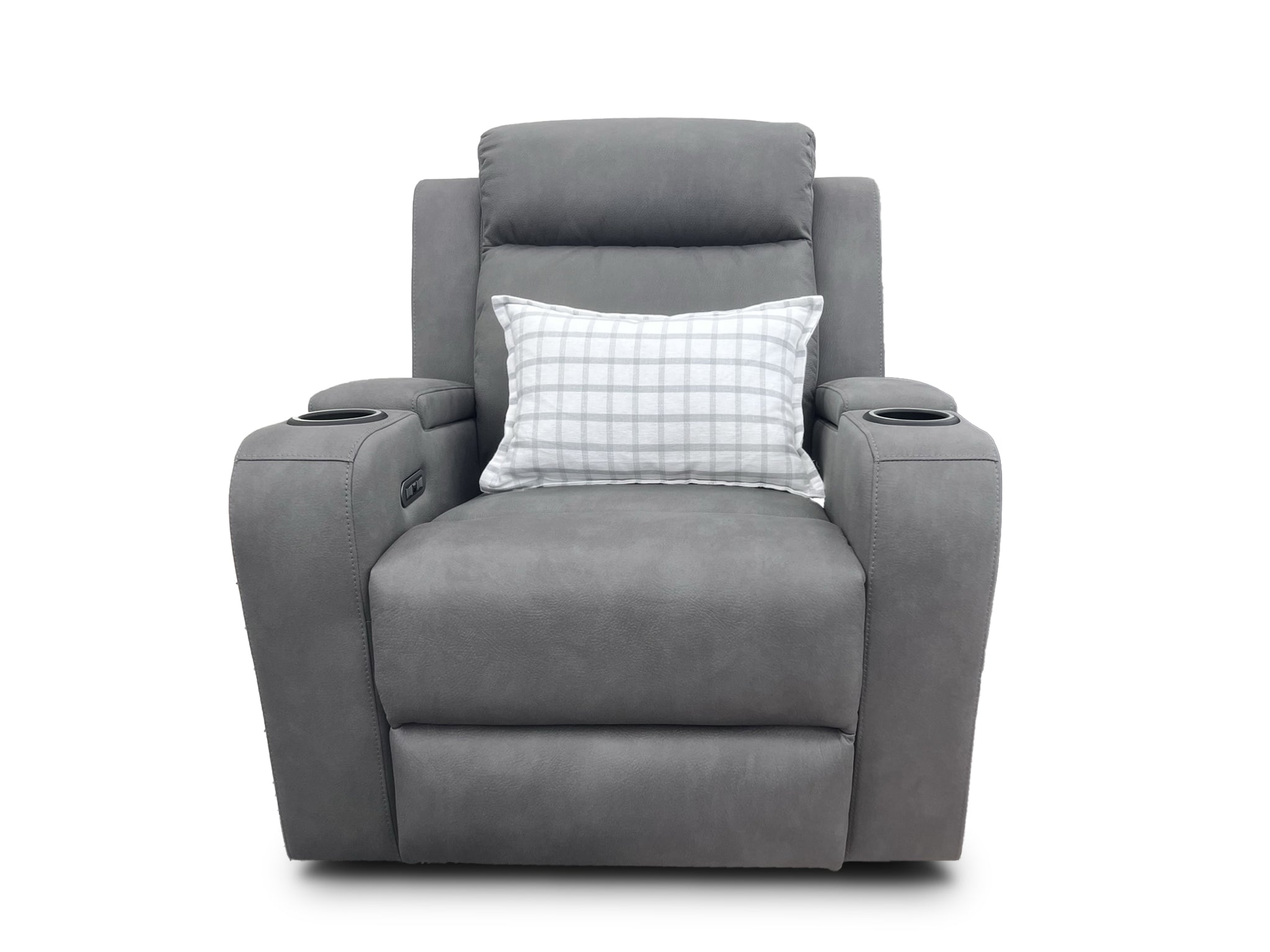 Cleo single electric recliner with dual electric recliners in gunmetal