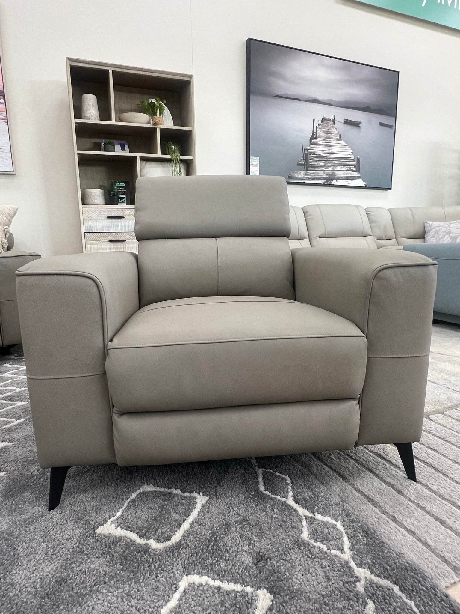 Luisa 2 + 1 + 1 Leather Recliner Package in Taupe Grey