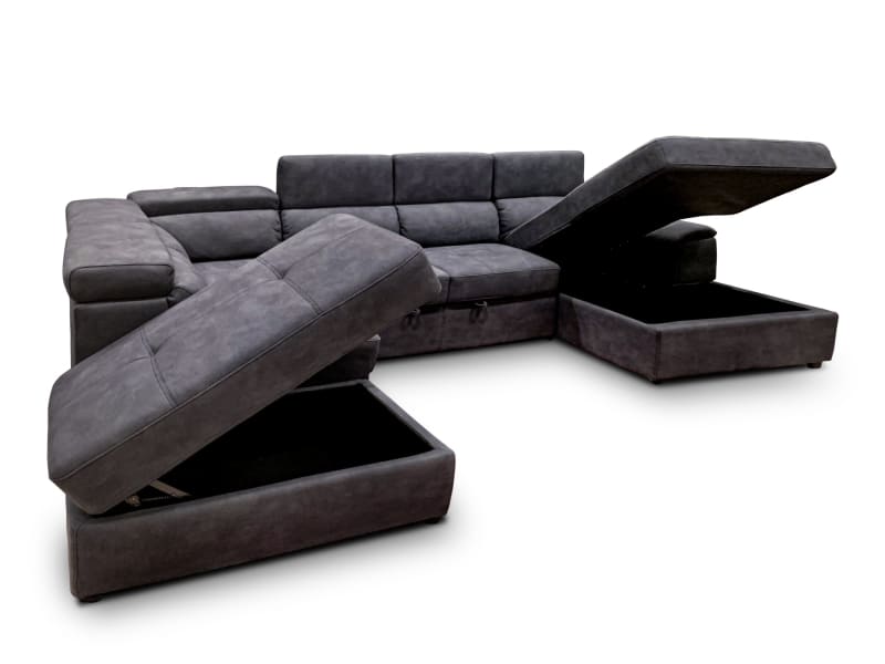 Bronte Right Chaise with sofabed in charcoal