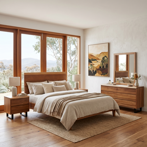 Highland 4 Piece Dressing Table Package In Tasmanian Blackwood