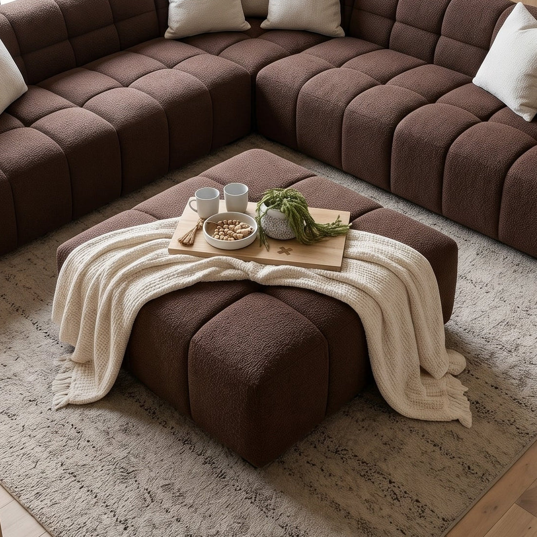 Bradshaw Ottoman In Chocolate
