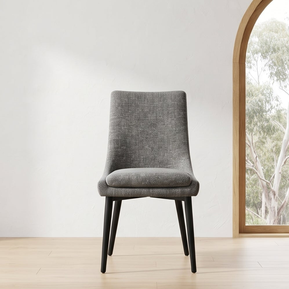 Milano Dining Chair In Dark Grey With Black Leg