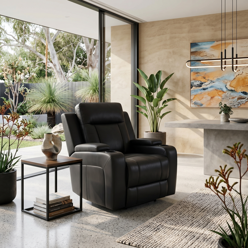 Nexus Recliner in black Leather