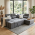 Hermes right chaise with sofabed in grey