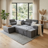 Hermes left chaise with sofabed in grey