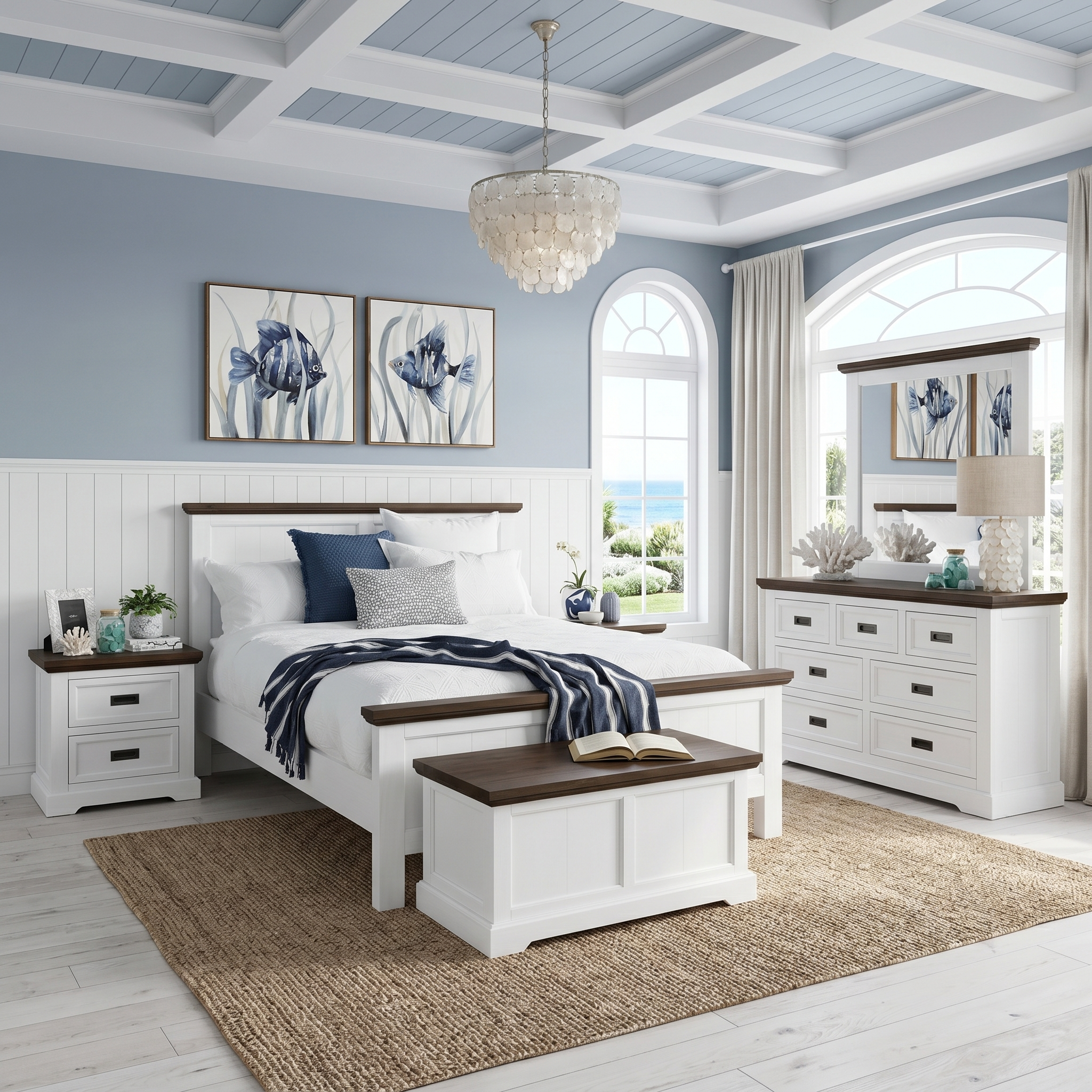 Hamptons 4 Piece King Bedroom Package With Dressing Table