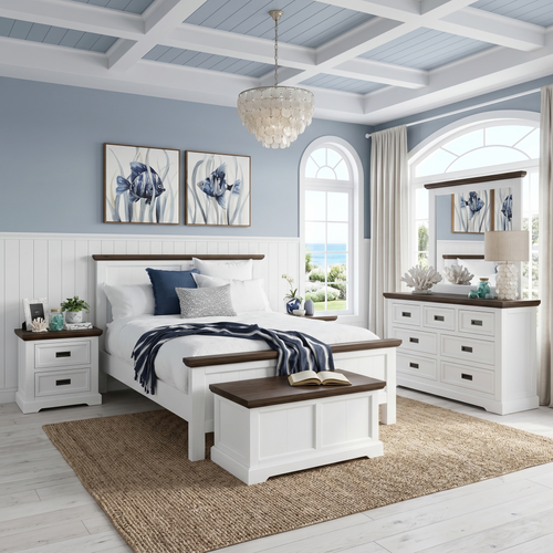 Hamptons 4 Piece Queen Bedroom Package With Dressing Table