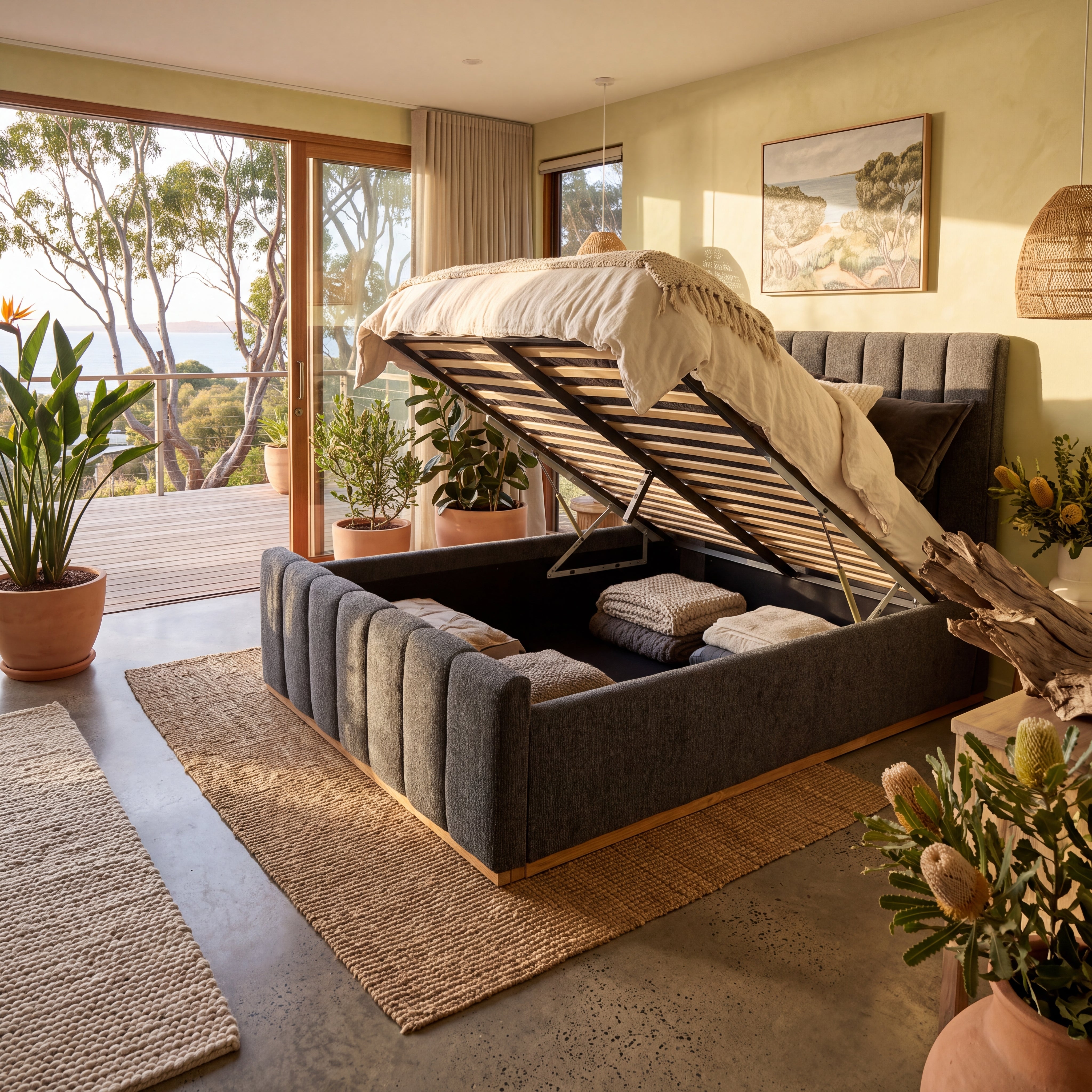 Taya King Size Gas Lift Bed In Natural
