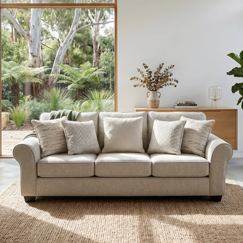 Remmy 3 Seater Sofa In Natural Grey