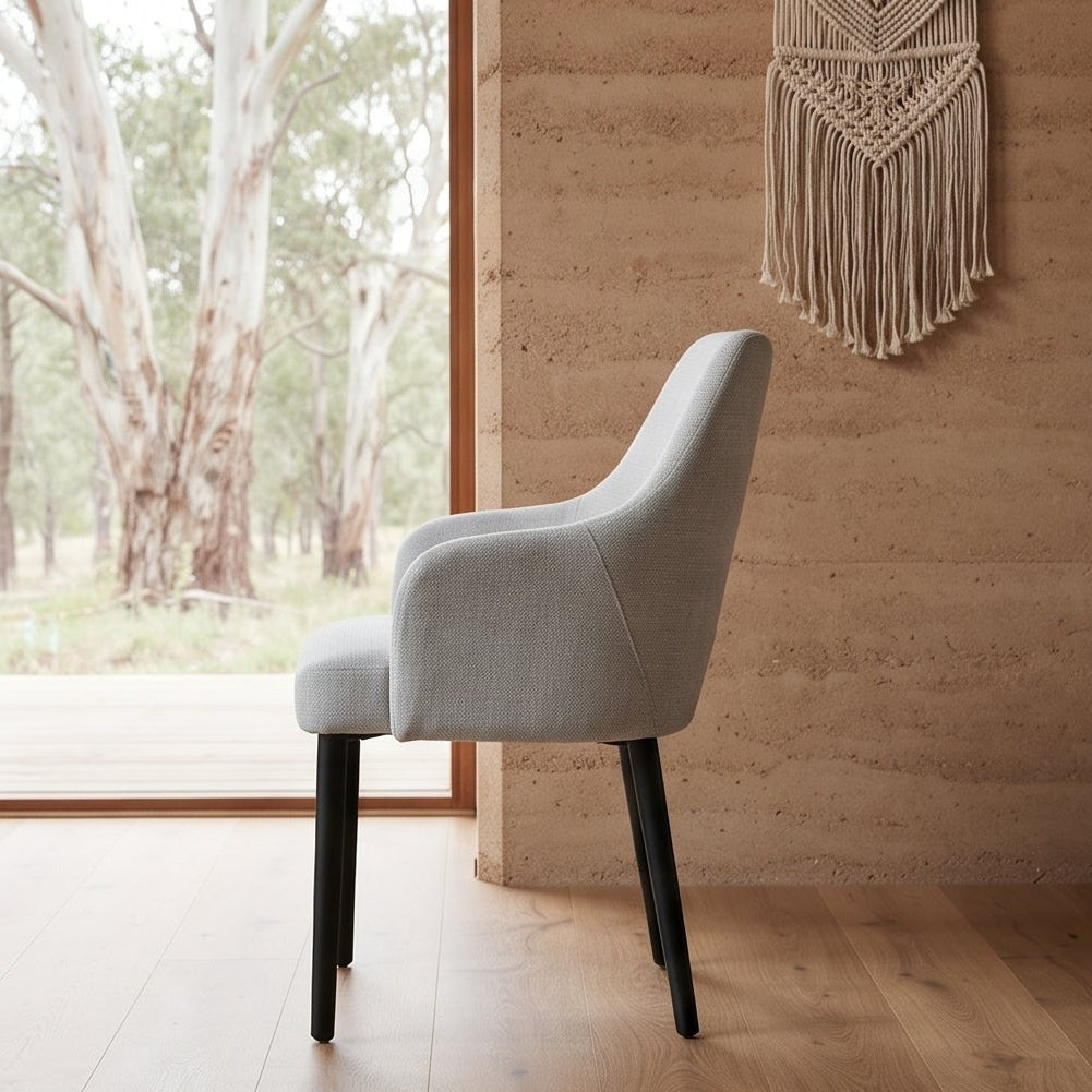 Clinton Dining Chair In Natural With Black Leg