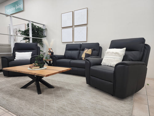 Liza 2+1+1 In Black Leather