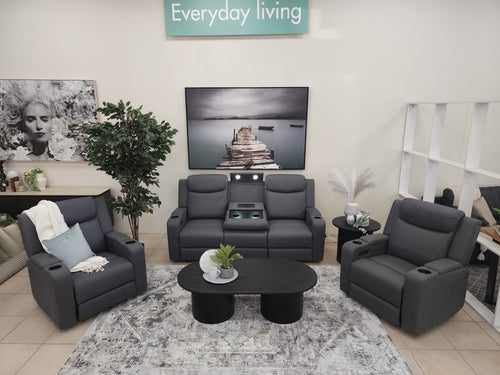 Bailey 3+1+1 With Dual Electric Recliners In Grey