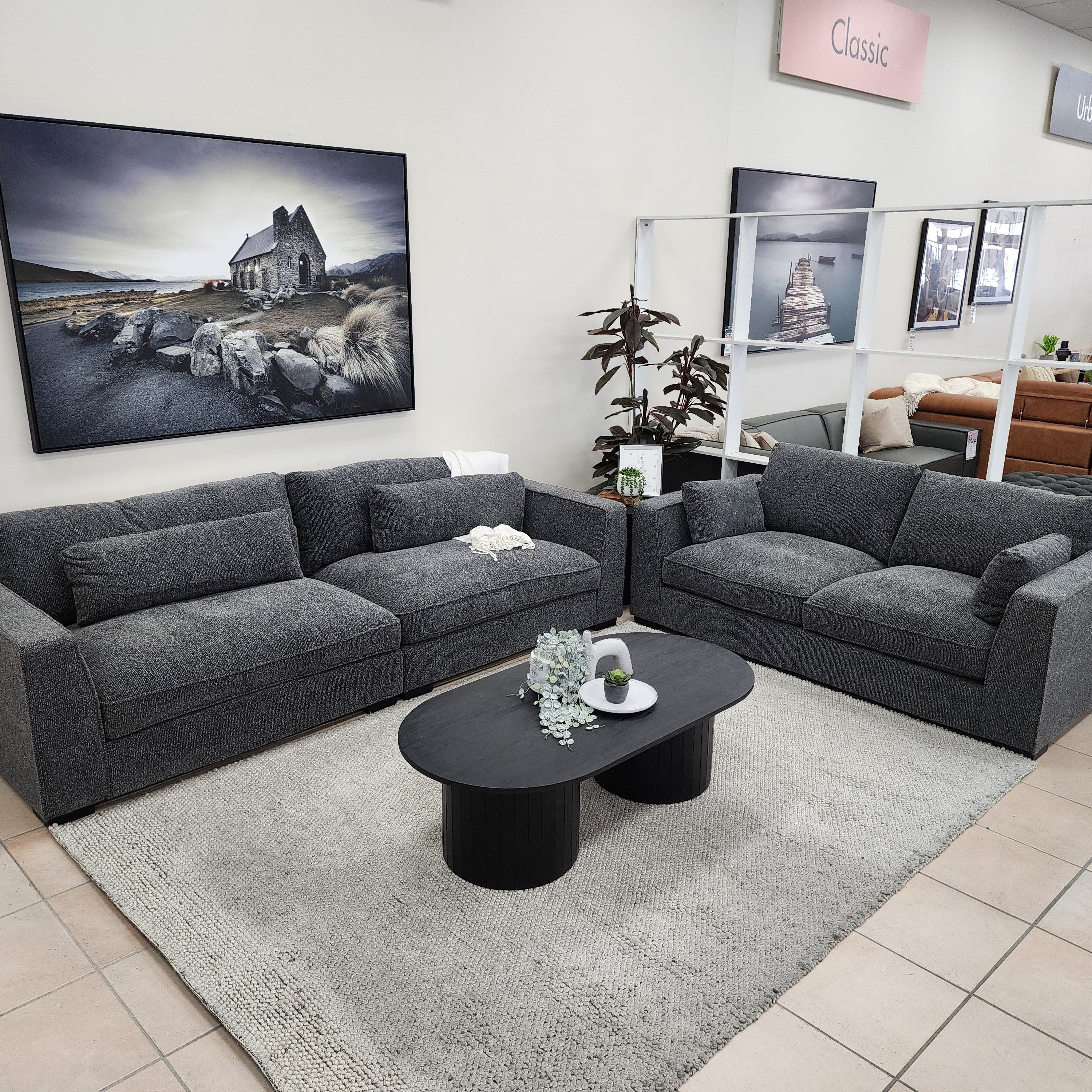 Justine 4+2 Seater Sofa Pair in Charcoal