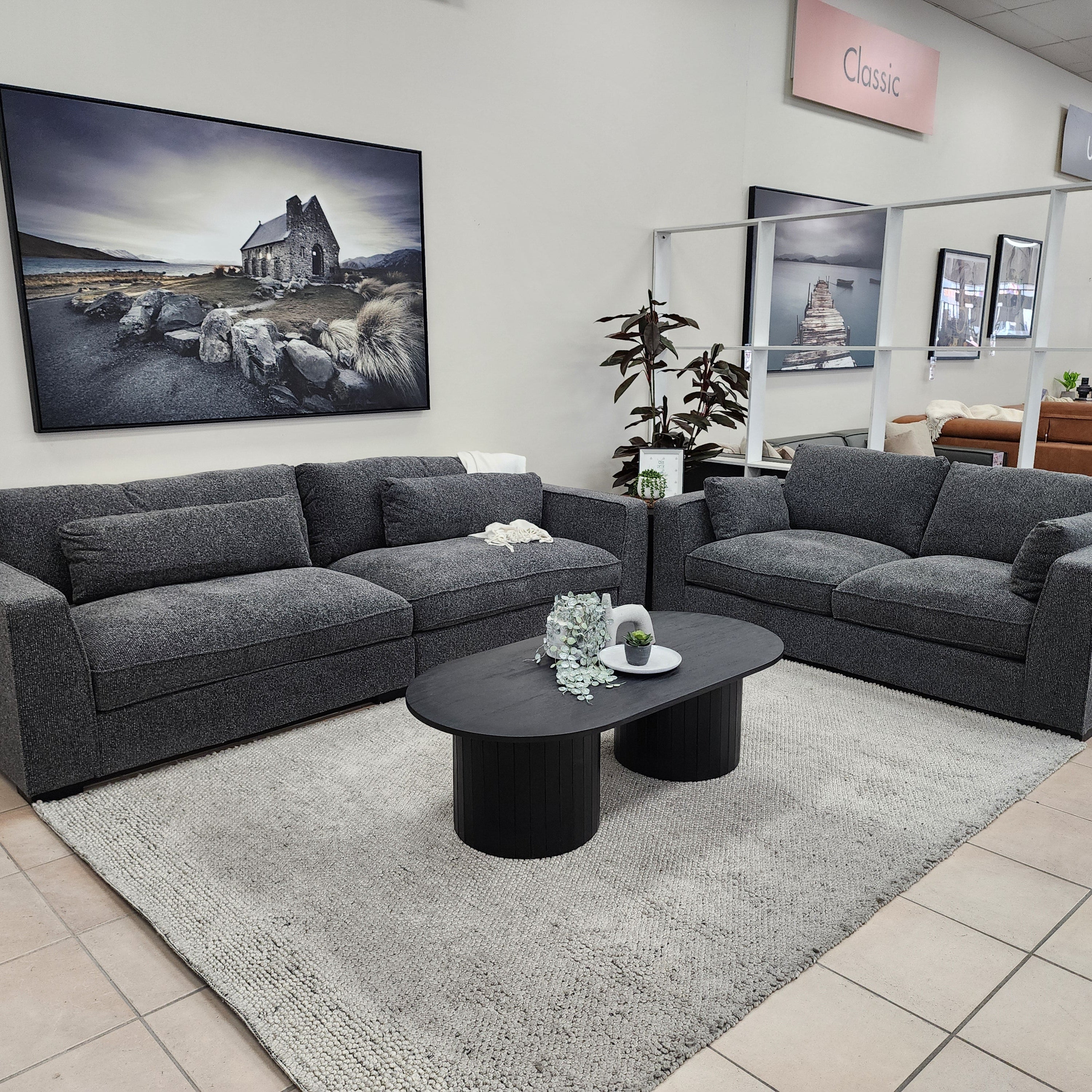Justine 4+2 Seater Sofa Pair in Charcoal