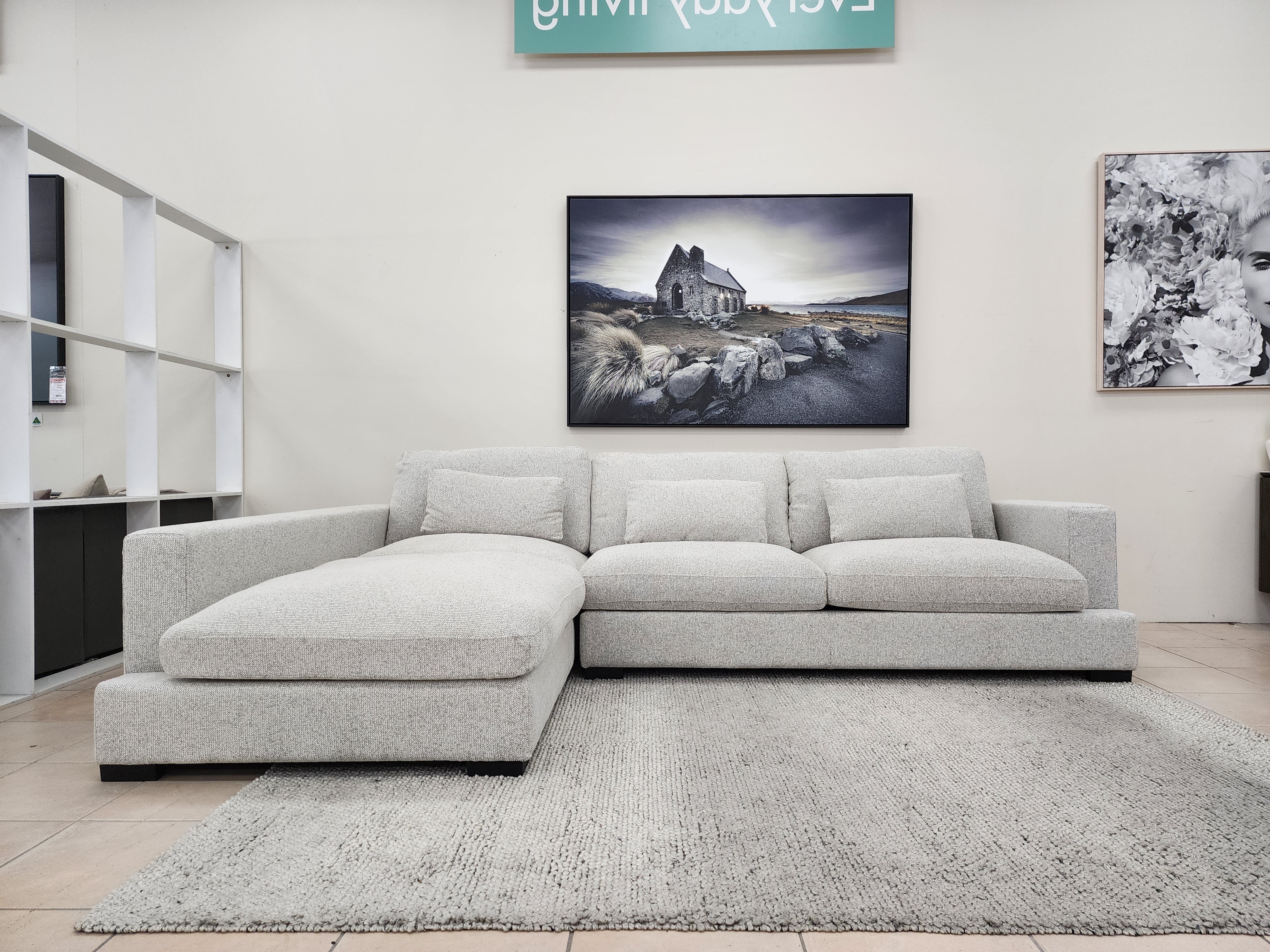 Montego Cloud Soft Corner Left Chaise In Salt & Pepper