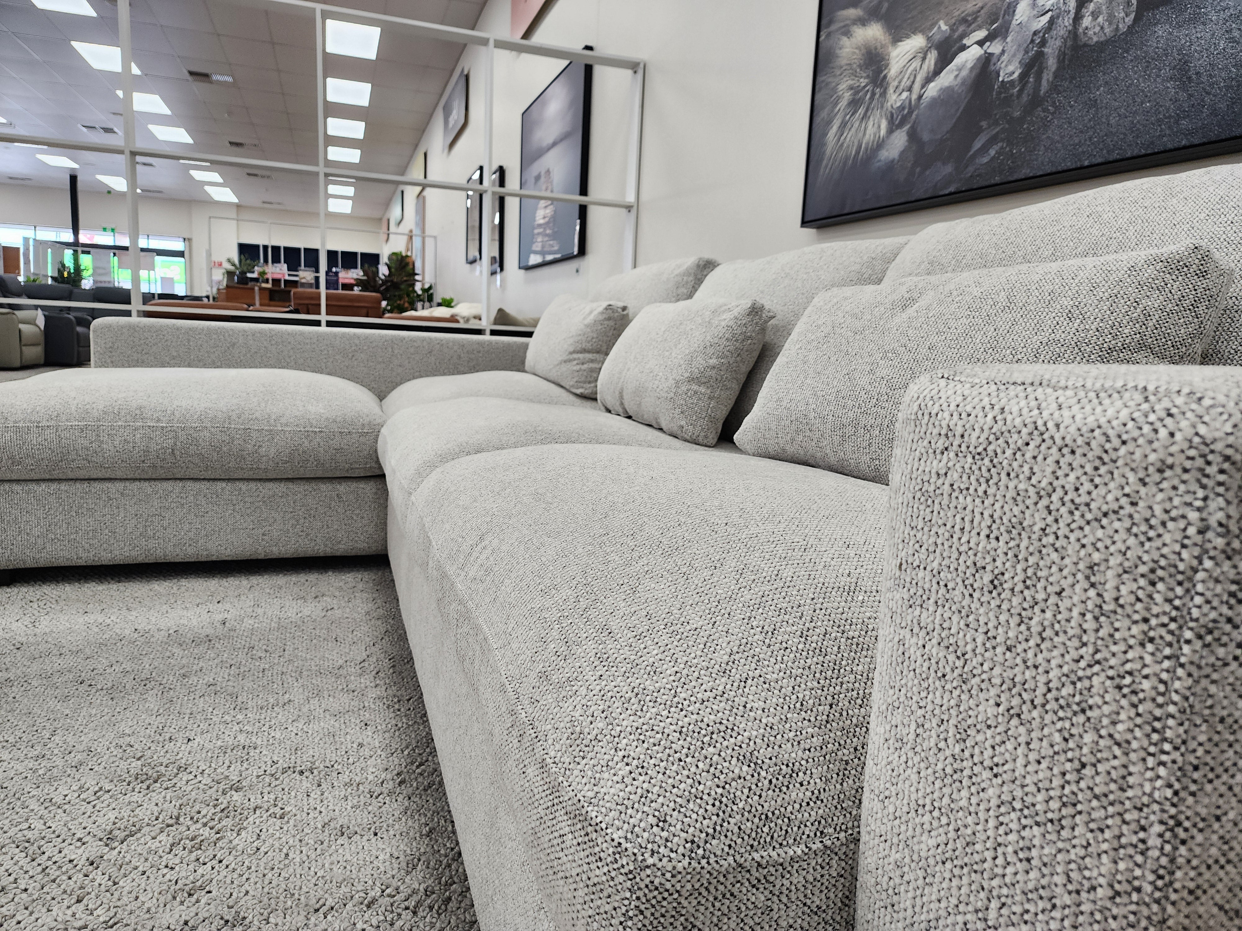 Montego Cloud Soft Corner Left Chaise In Salt & Pepper