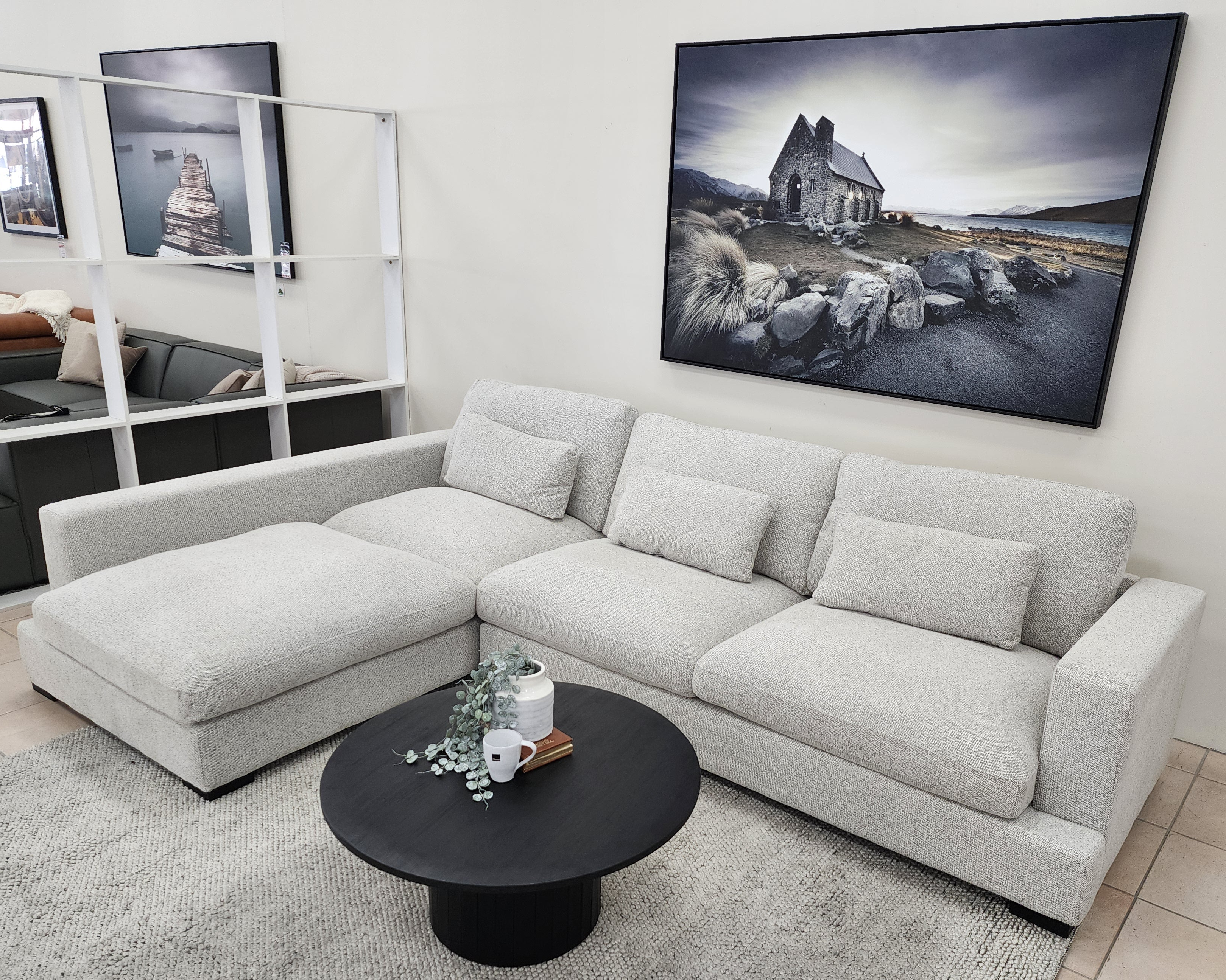 Montego Cloud Soft Corner Left Chaise In Salt & Pepper