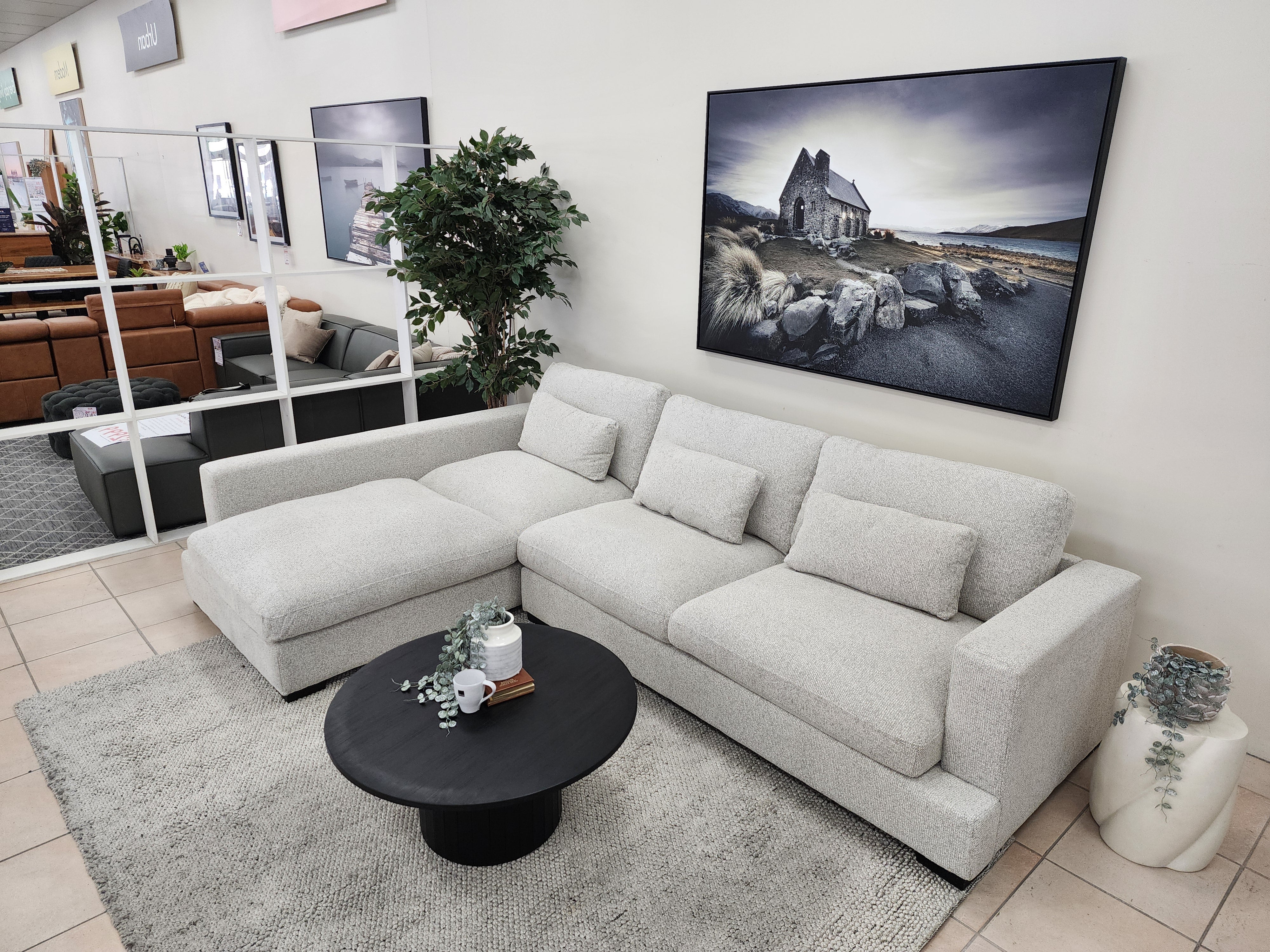 Montego Cloud Soft Corner Left Chaise In Salt & Pepper