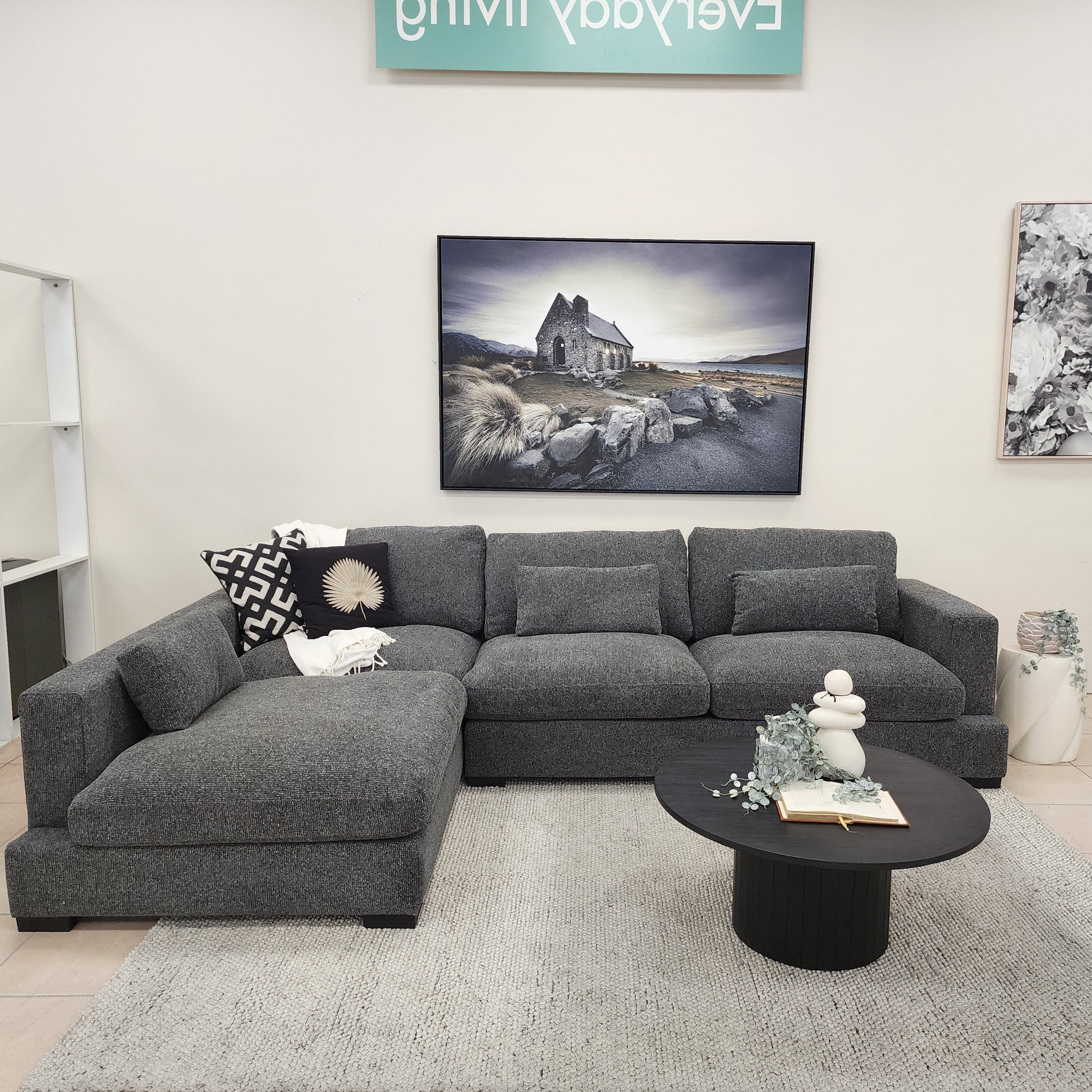 Montego Cloud Soft Corner Left Chaise In Charcoal