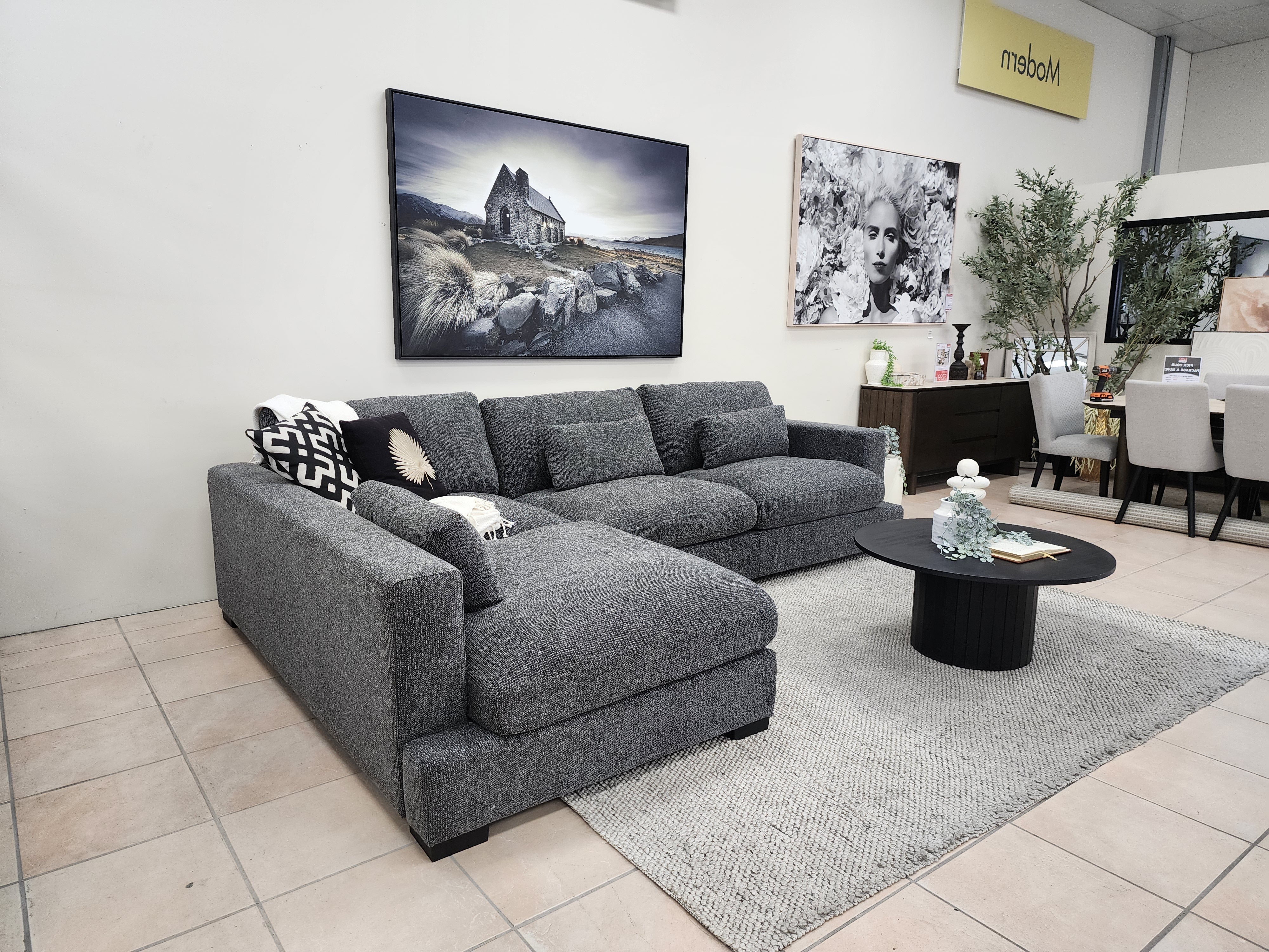 Montego Cloud Soft Corner Left Chaise In Charcoal