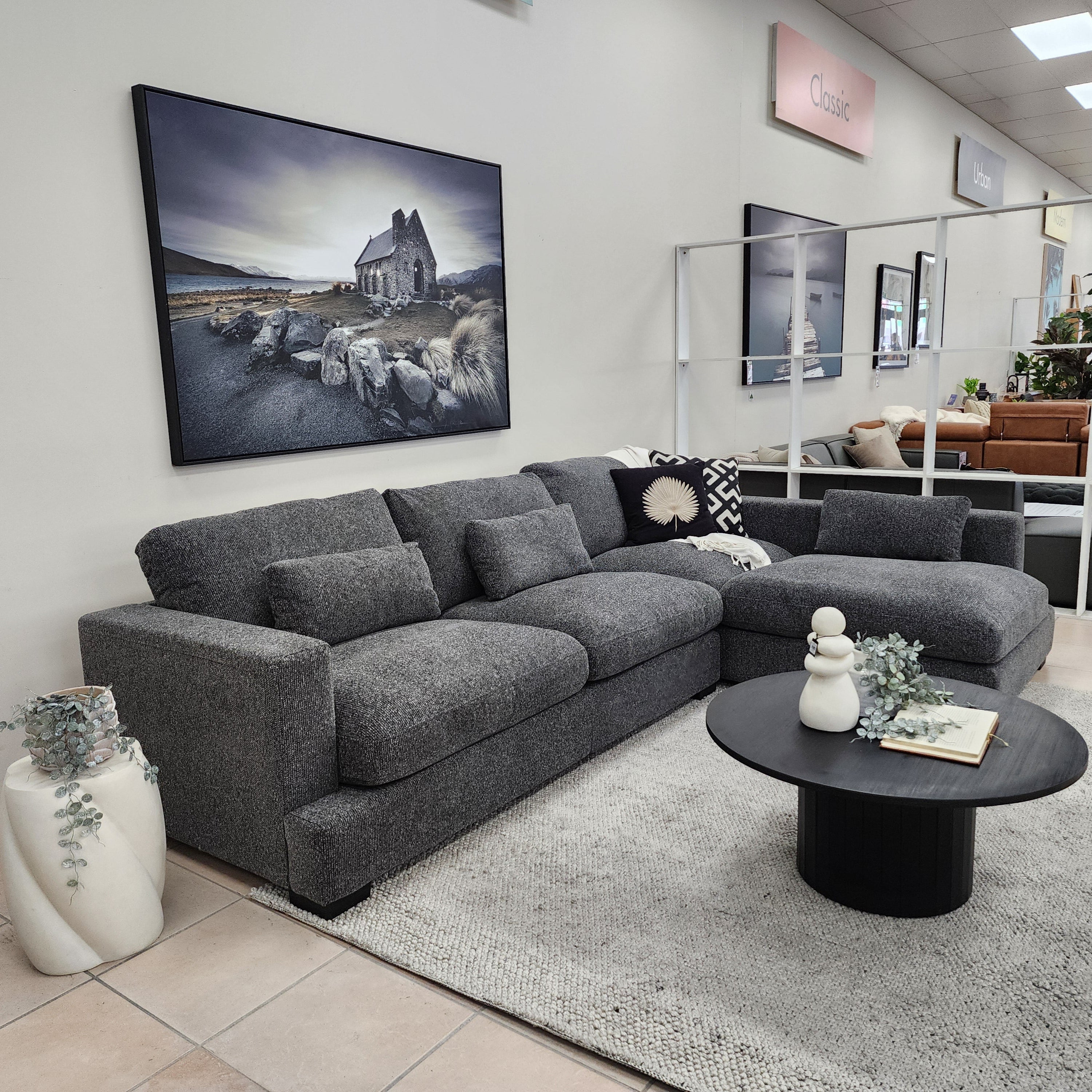 Montego Cloud Soft Corner Right Chaise In Charcoal