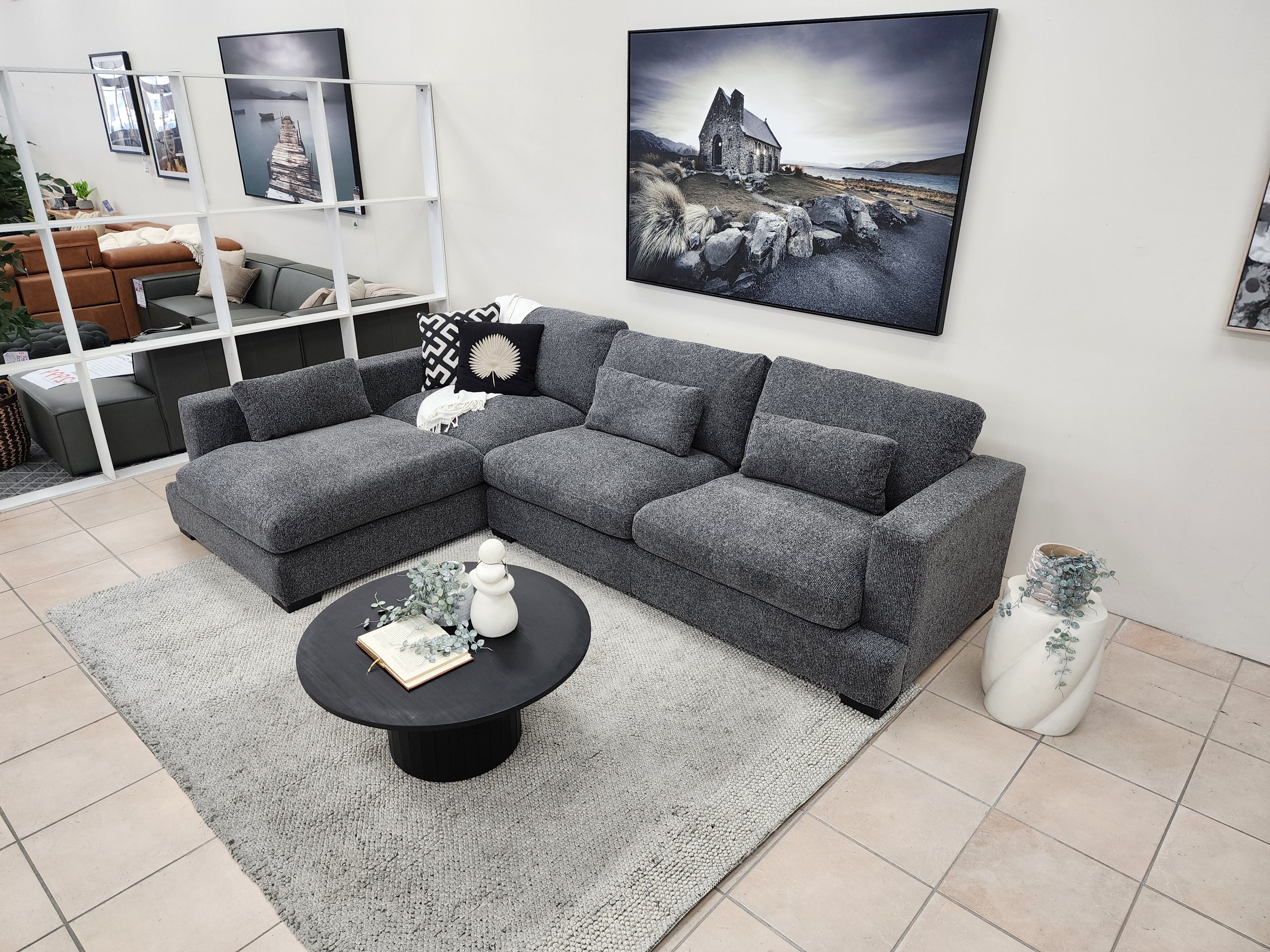 Montego Cloud Soft Corner Left Chaise In Charcoal