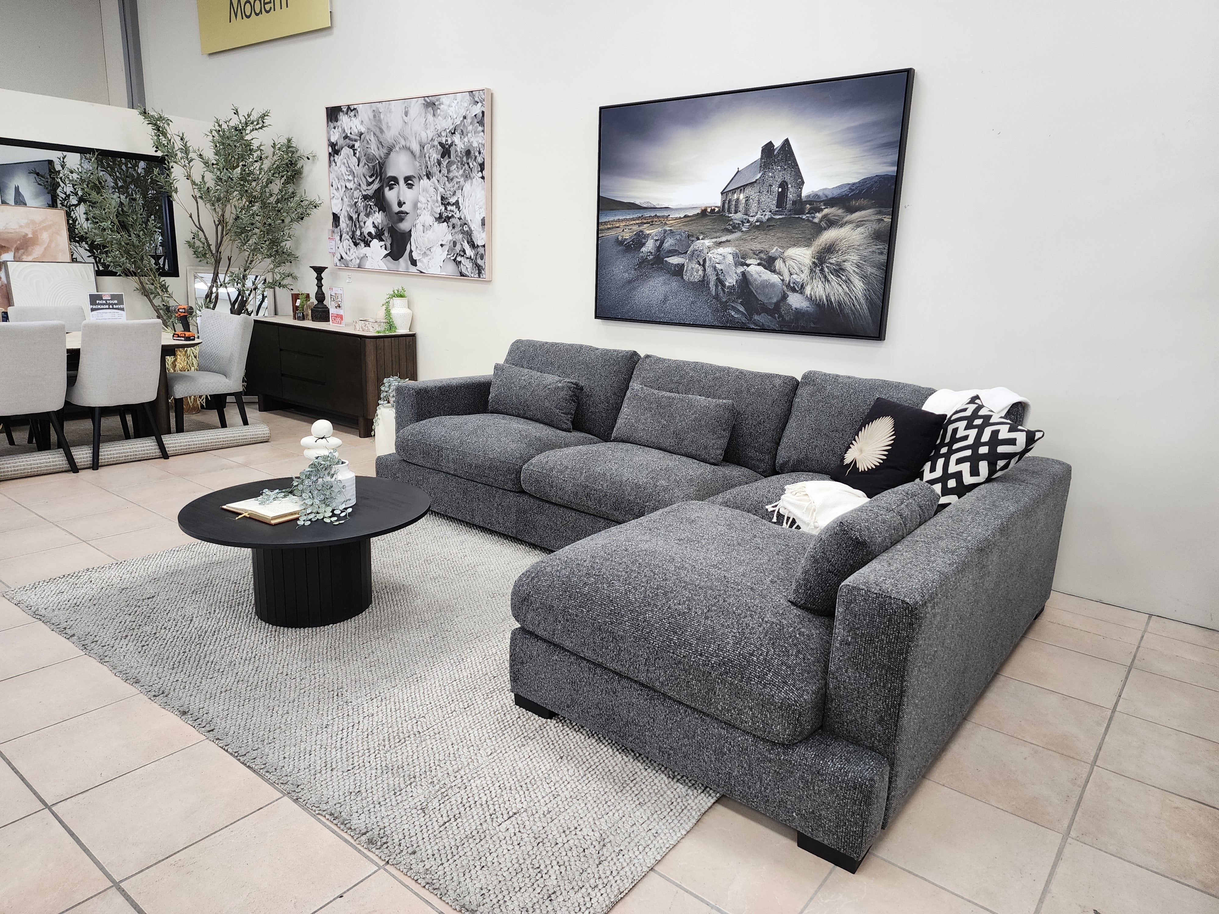 Montego Cloud Soft Corner Right Chaise In Charcoal