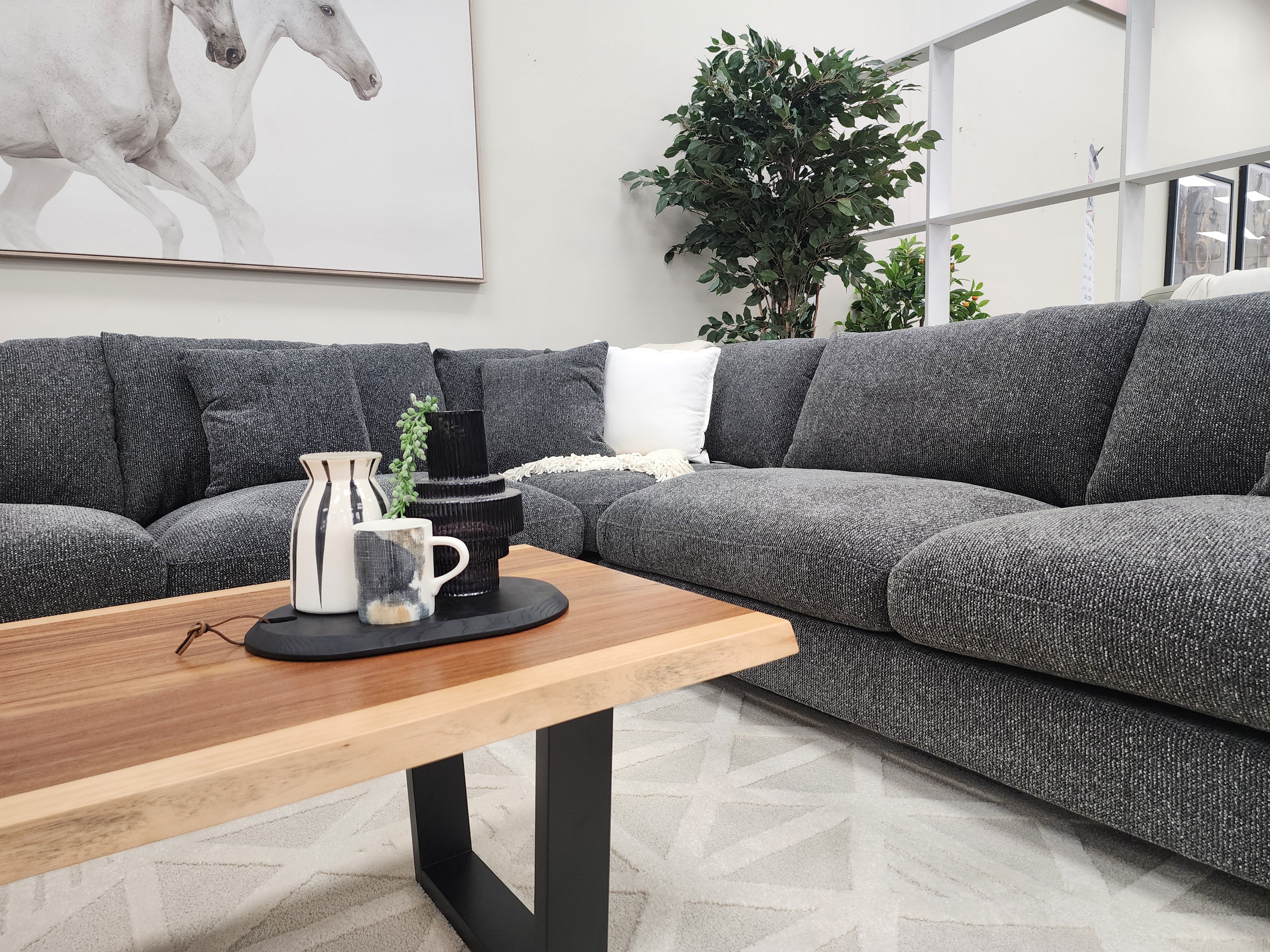 Quintin Cloud Soft Corner Lounge In Charcoal