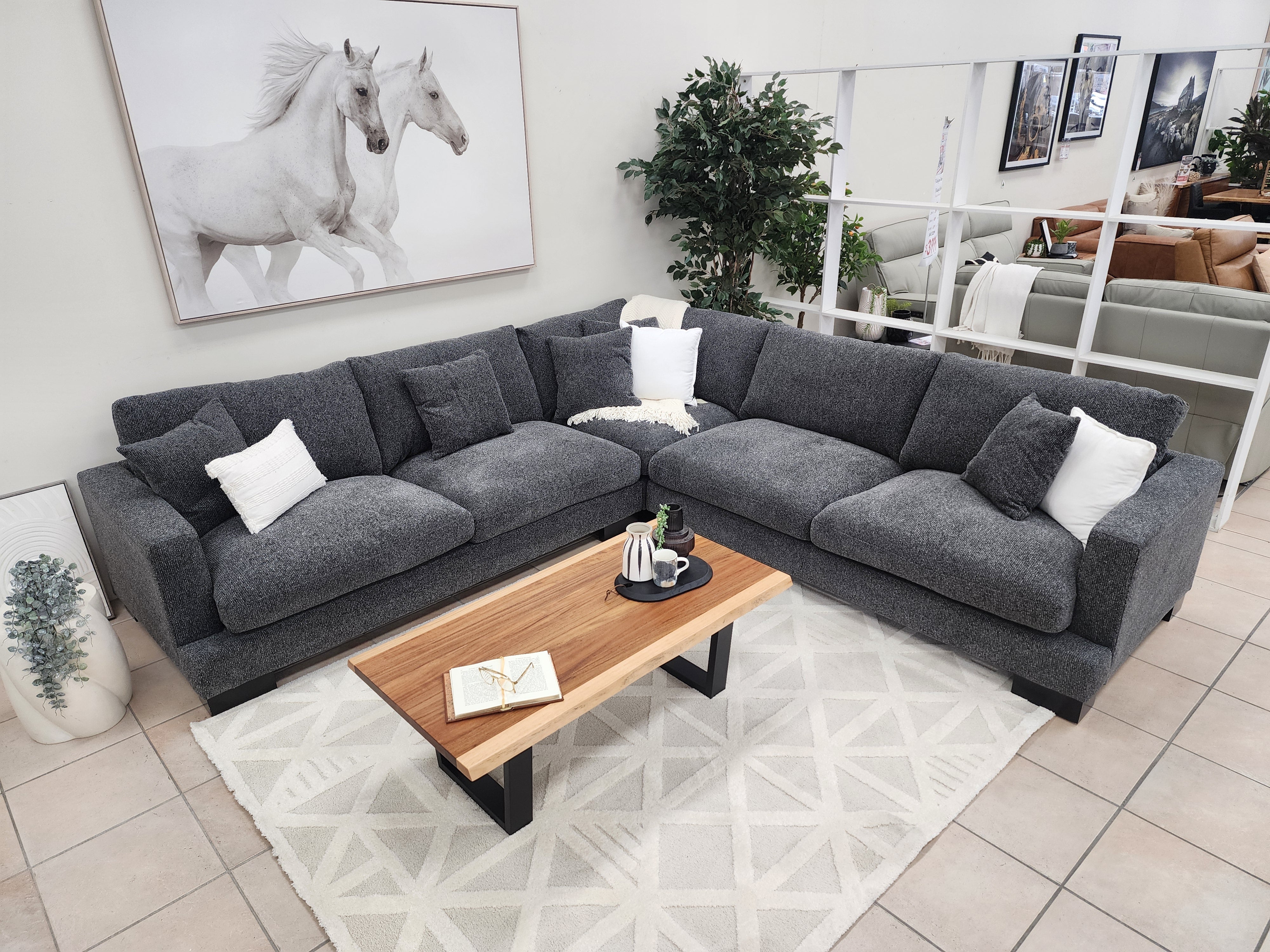 Quintin Cloud Soft Corner Lounge In Charcoal