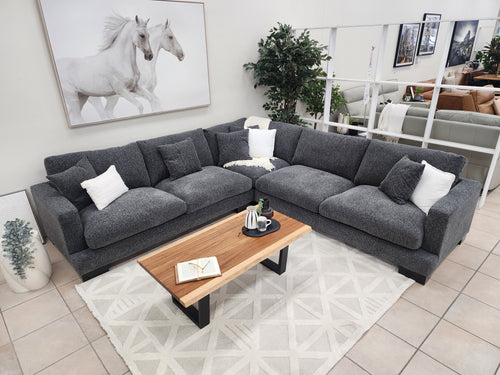 Quintin Cloud Soft Corner Lounge In Charcoal