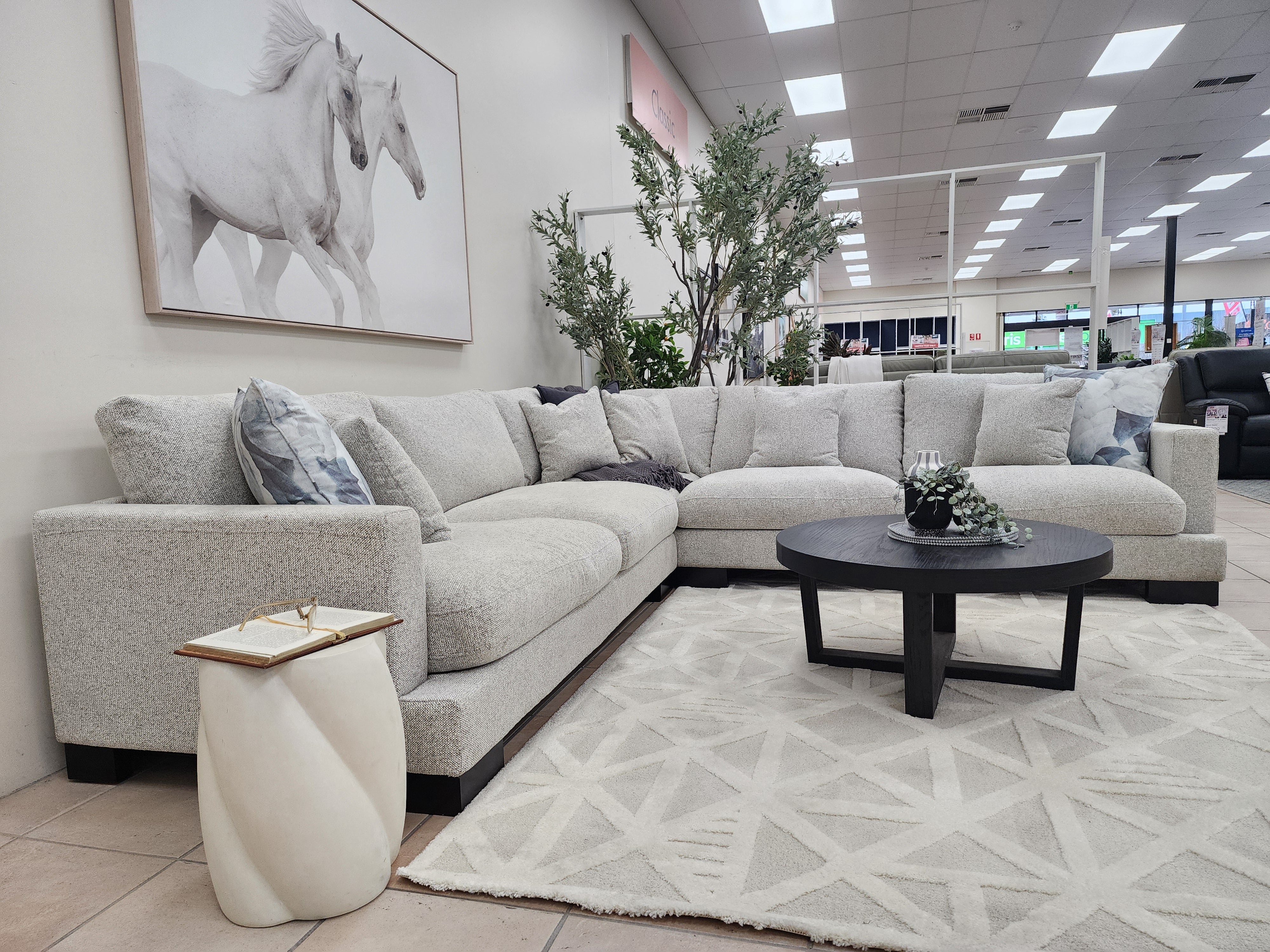 Quintin Cloud Soft Corner Lounge In Salt & Pepper