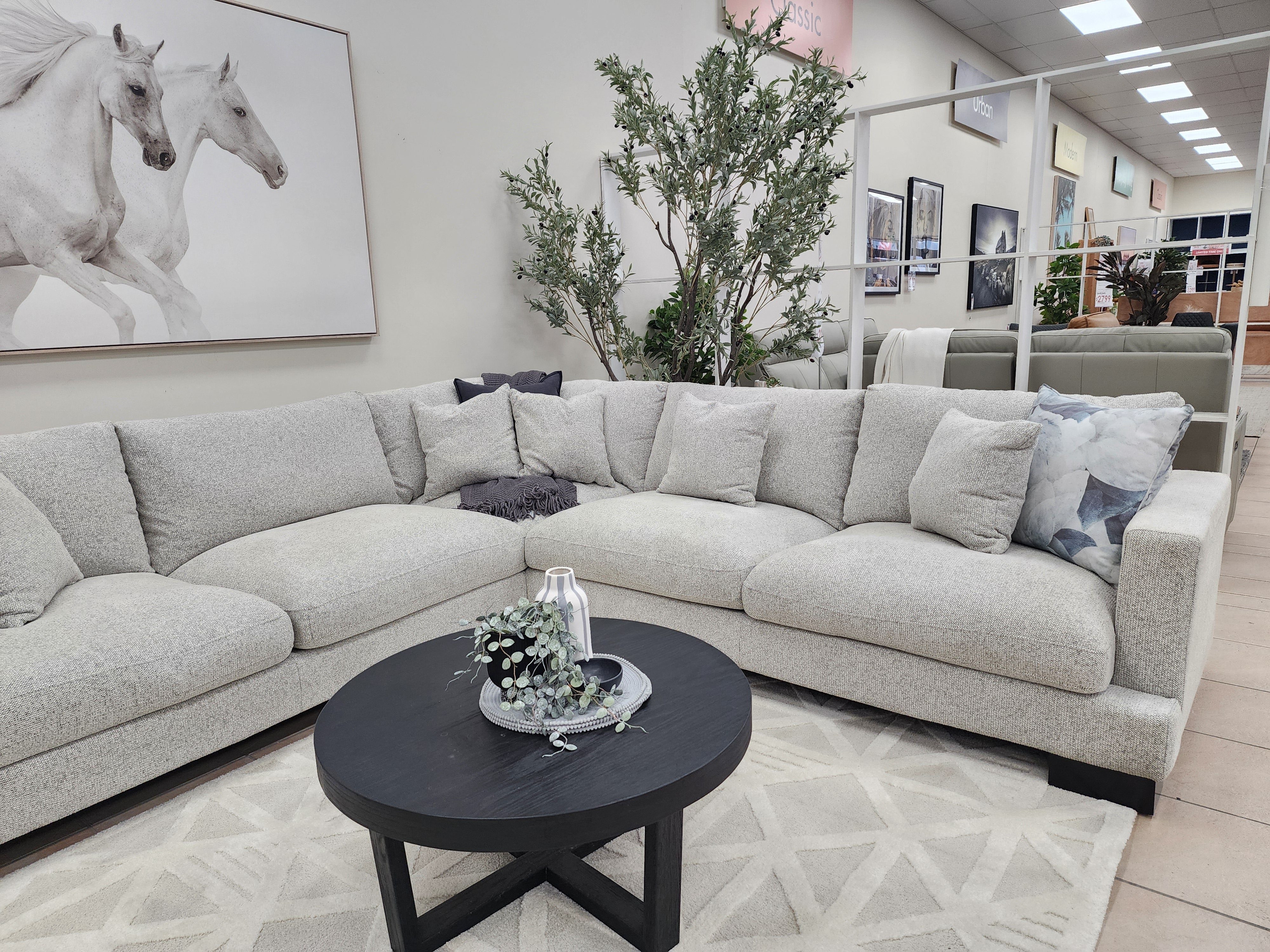 Quintin Cloud Soft Corner Lounge In Salt & Pepper