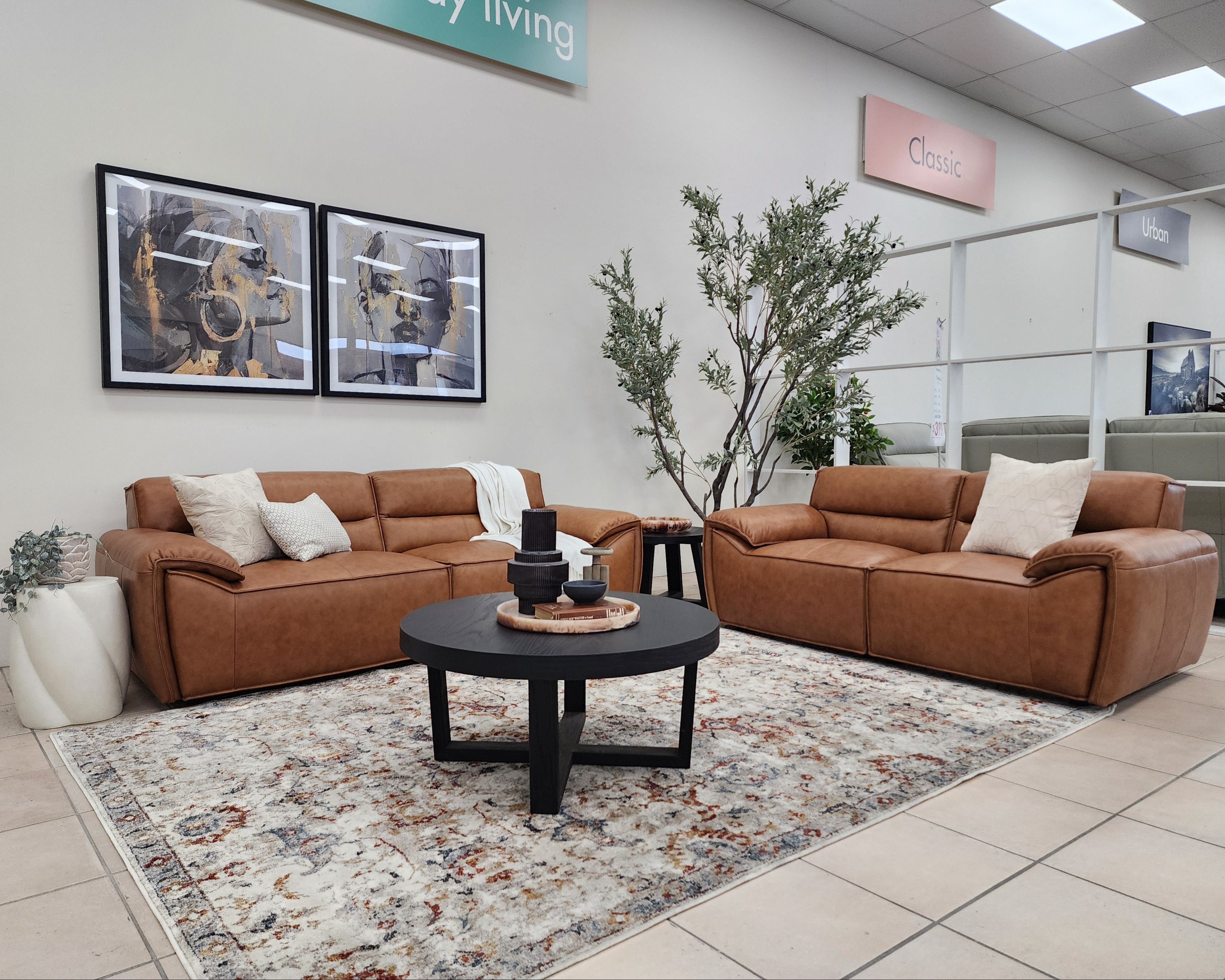 Phillipe 3+2 Seater Package in Tan Leather