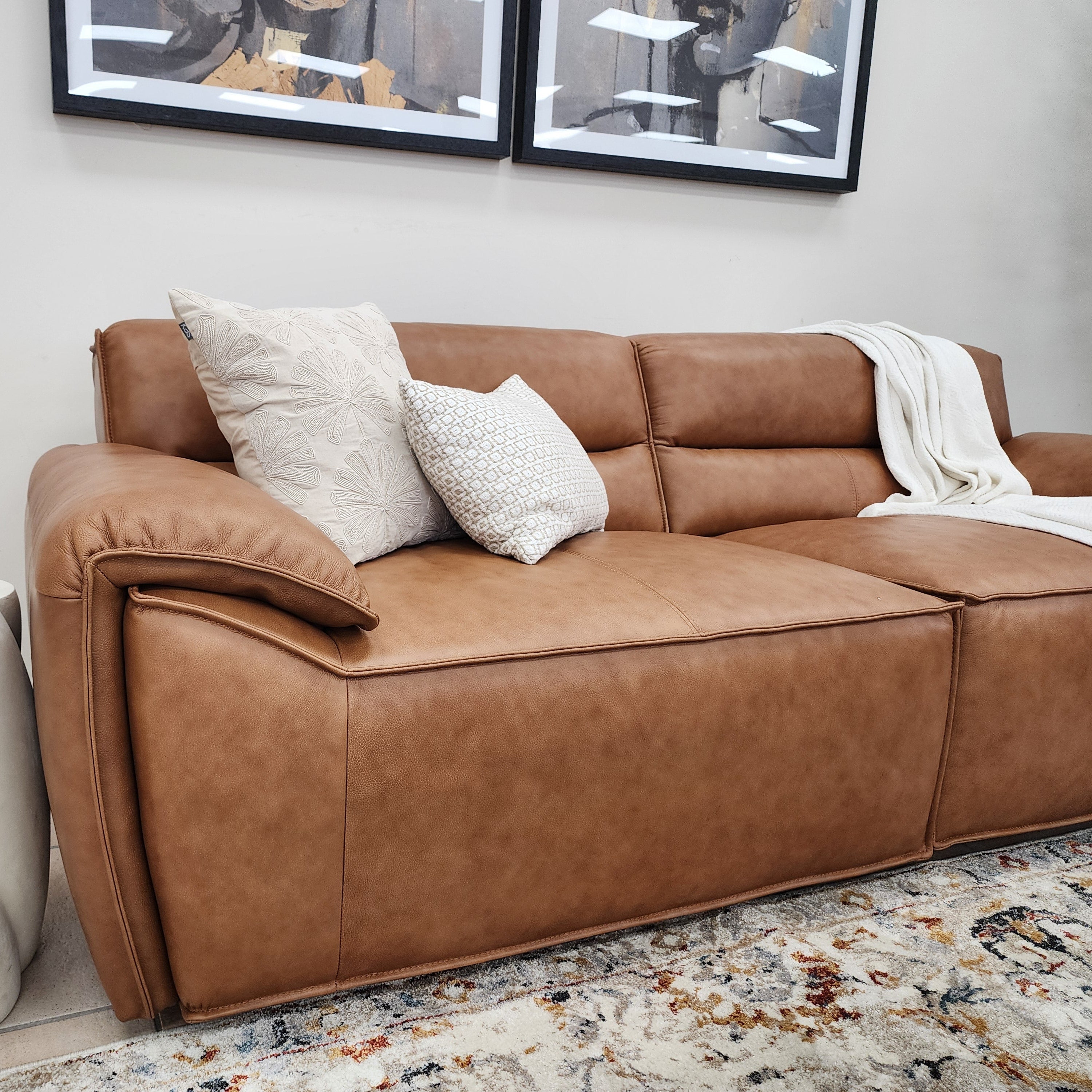 Phillipe 3 Seater Sofa In Tan Leather