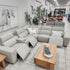 Haines Modular Lounge With 3 Dual Motor Electric Recliners In Light Grey Leather
