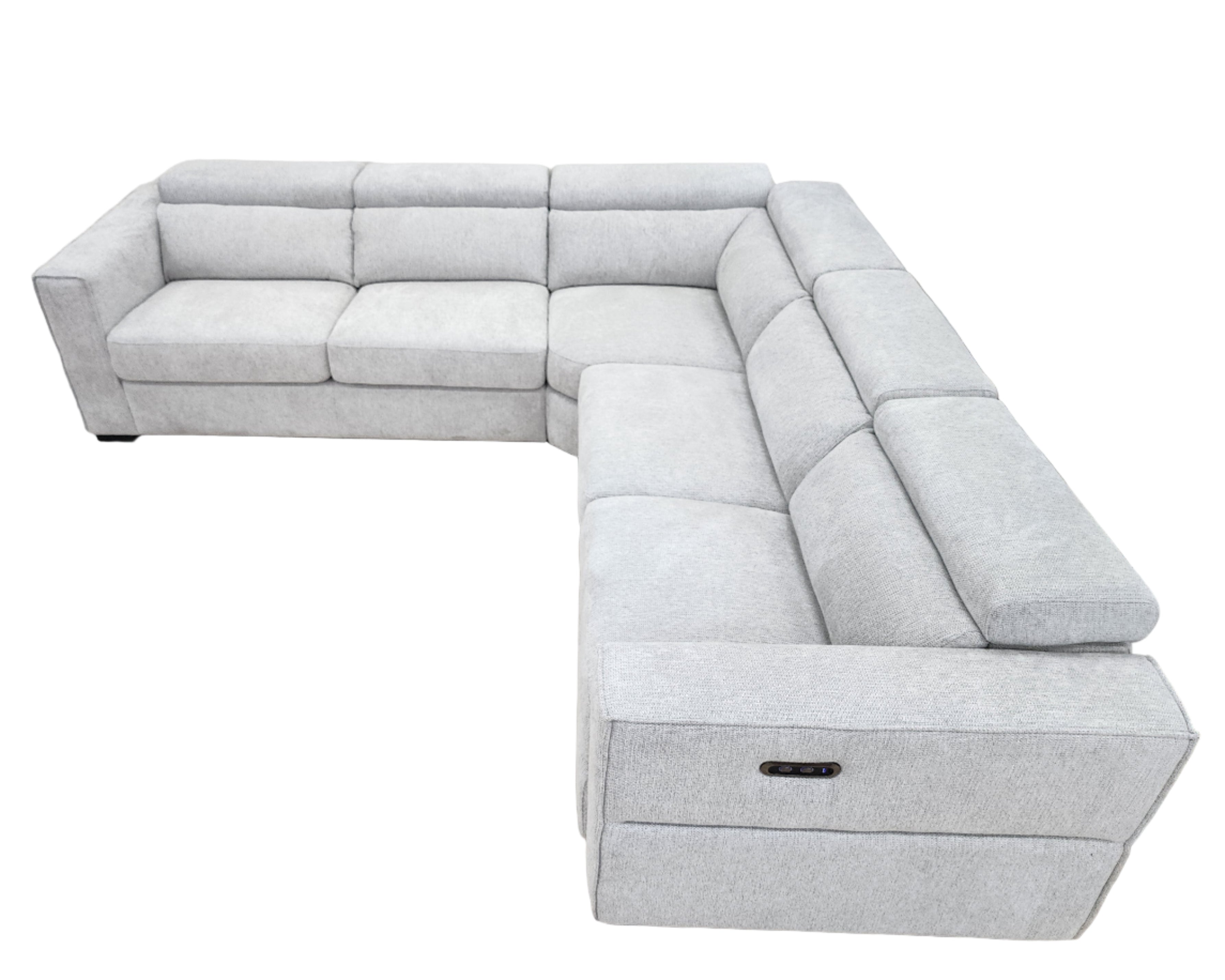 Fairmont Left Corner Sofa Bed With Electric Recliner In Light Grey