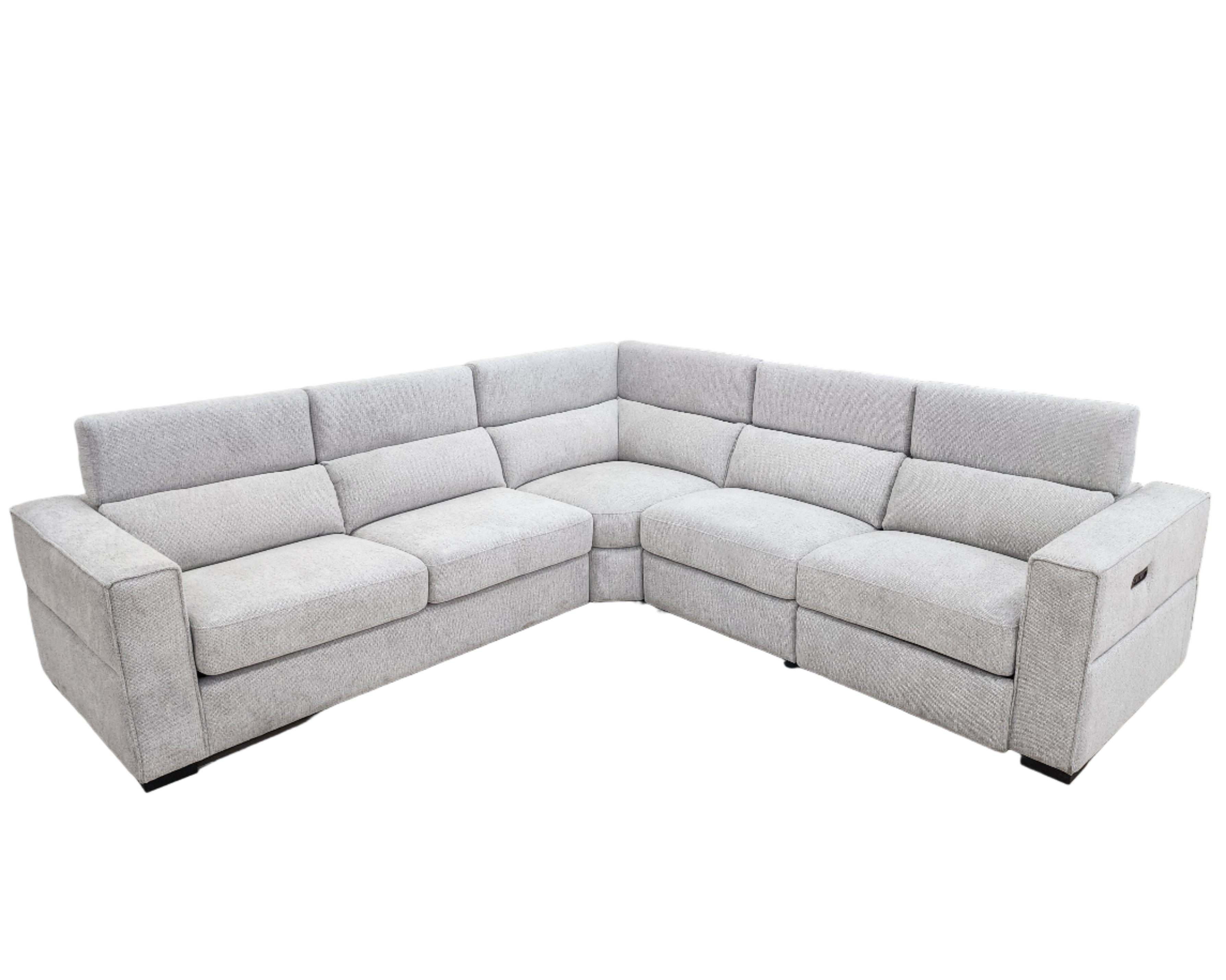 Fairmont Left Corner Sofa Bed With Electric Recliner In Light Grey