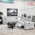 Fairmont Left Corner Sofa Bed With Electric Recliner In Light Grey