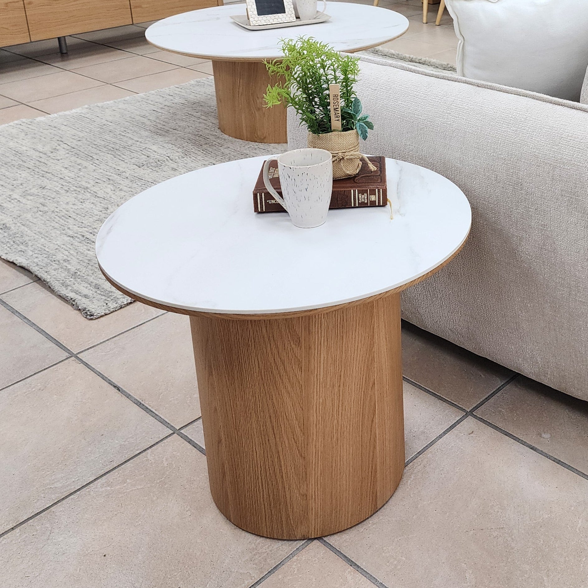 Stanford Round Lamp Table With Ceramic Top