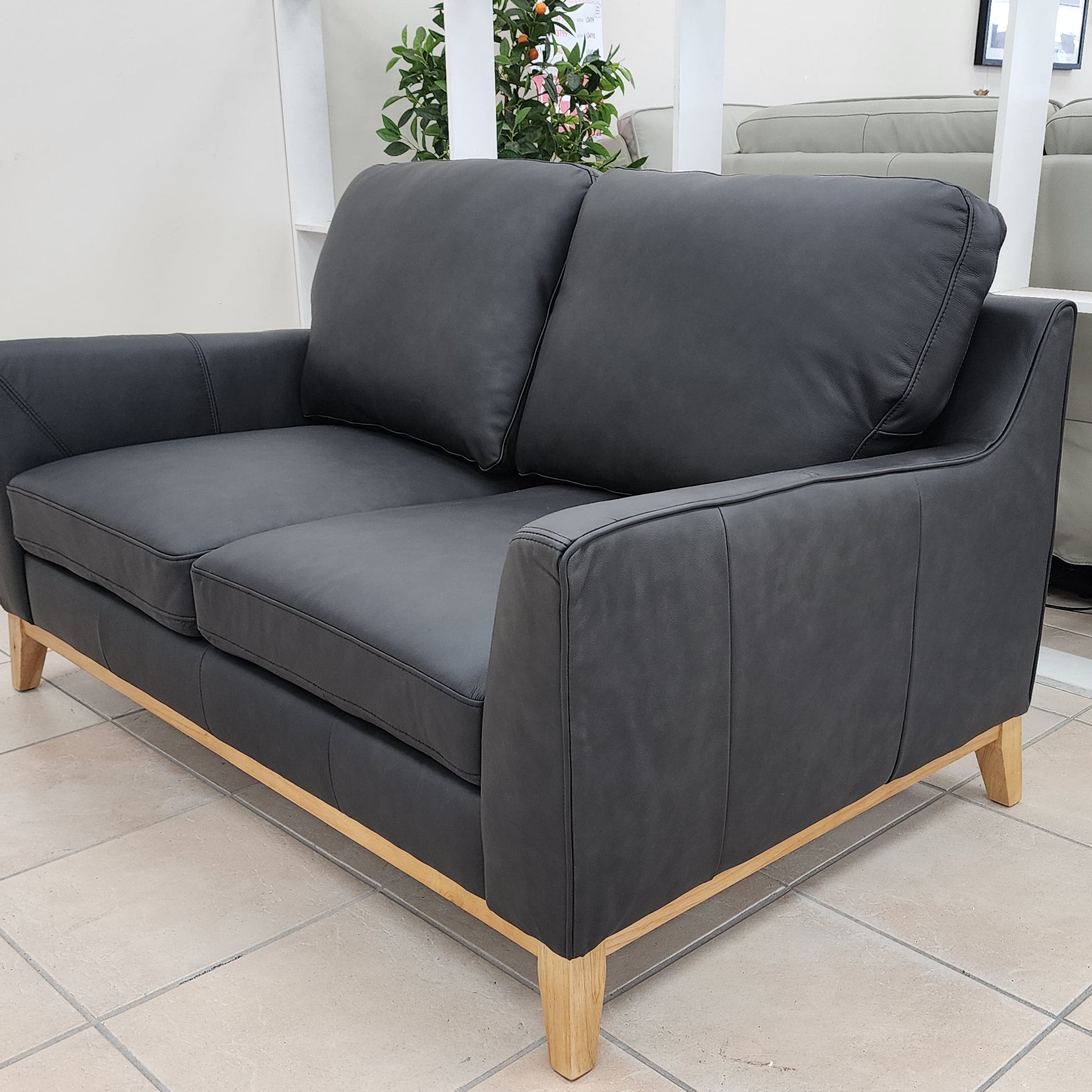 Carson 2 Seater In Black Leather