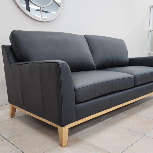 Carson 3 Seater Sofa In Black Leather