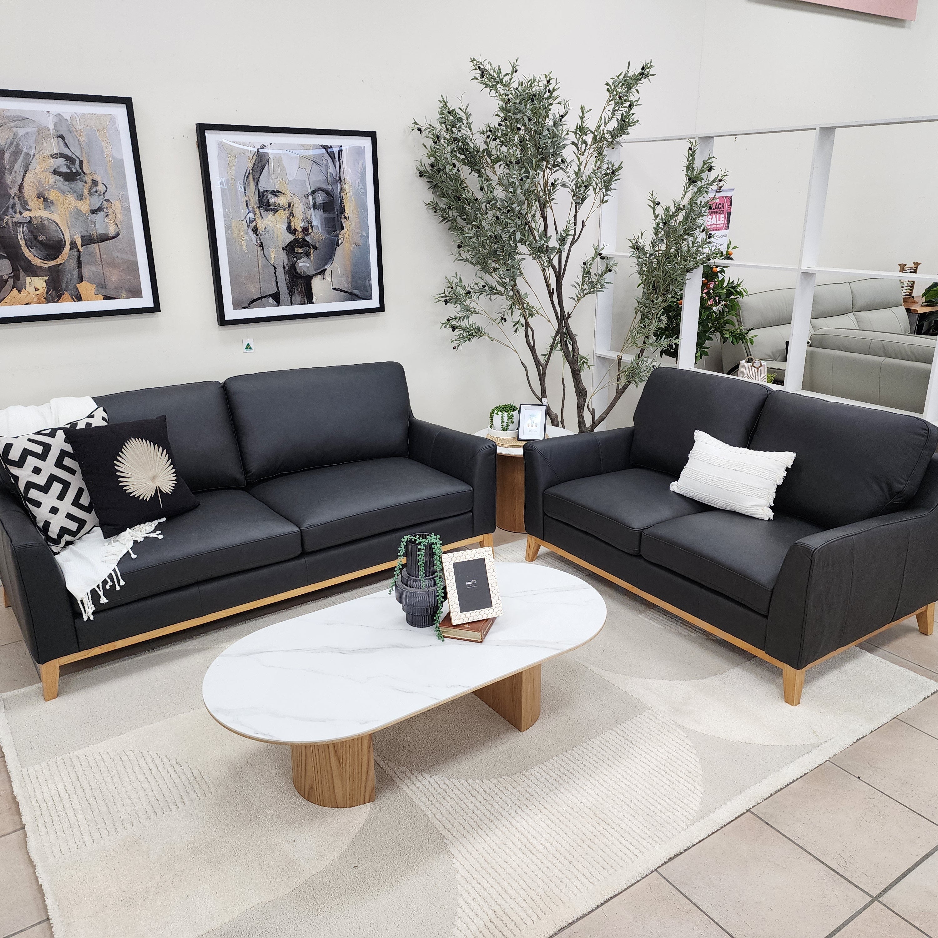 Carson 3+2 Package in Black Leather