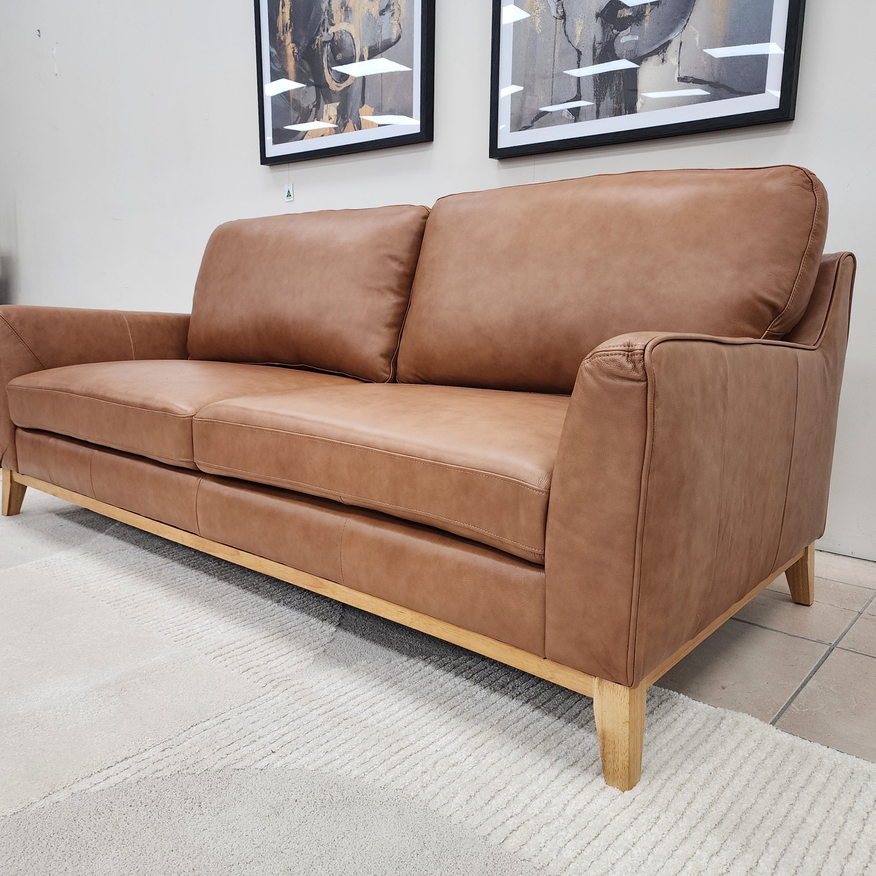Carson 3 Seater Sofa In Tan Leather