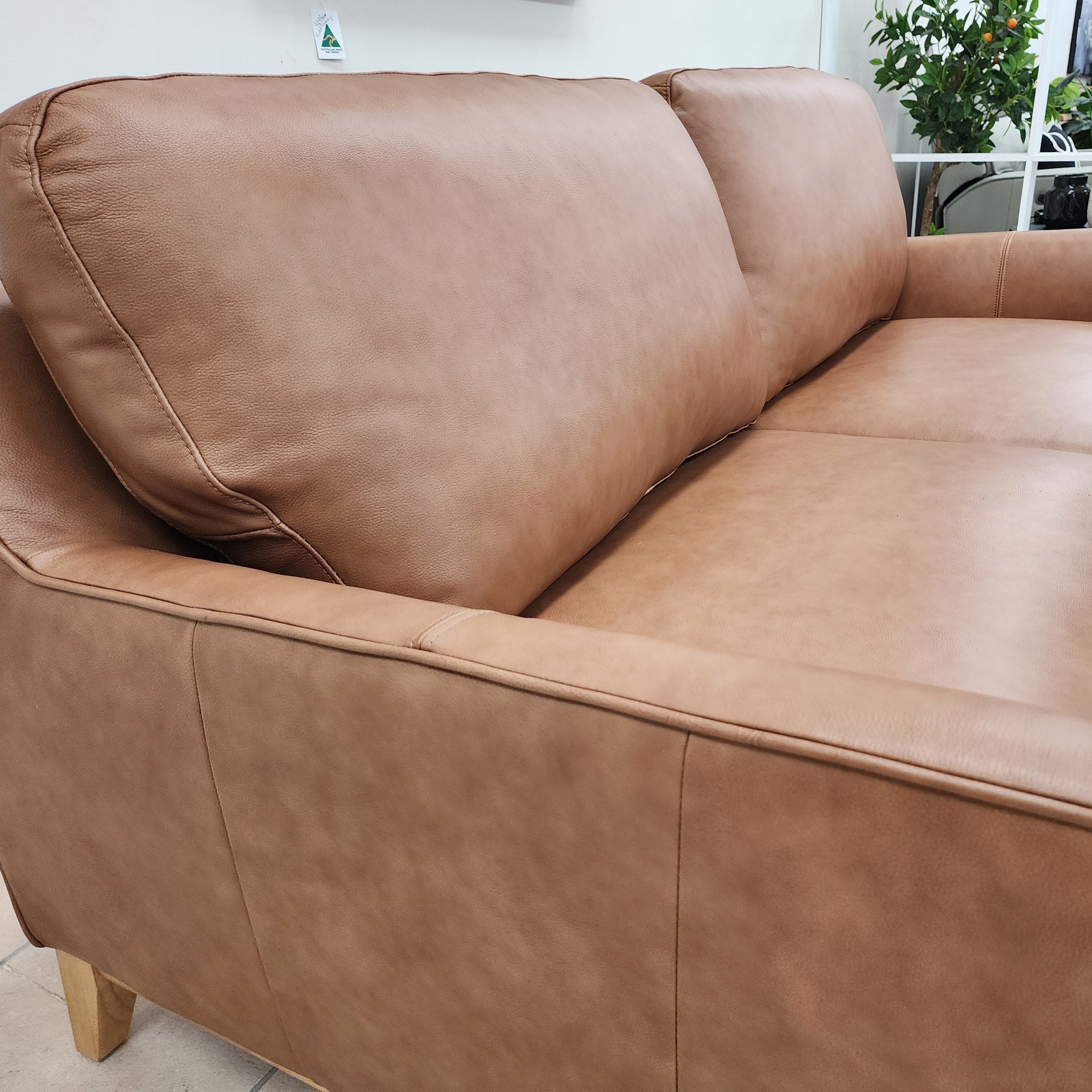 Carson 3 Seater Sofa In Tan Leather