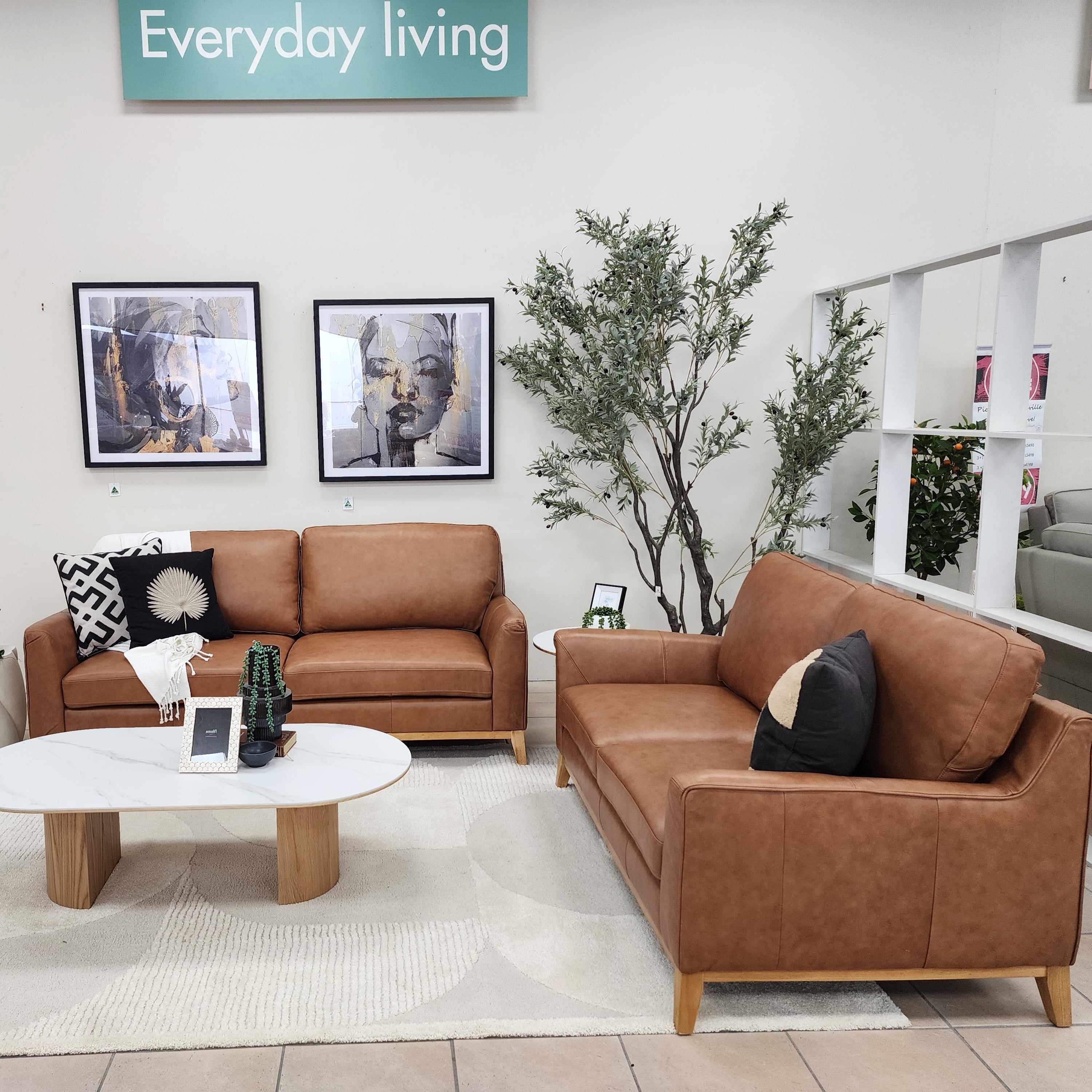 Carson 3+2 Seater Package In Tan Leather