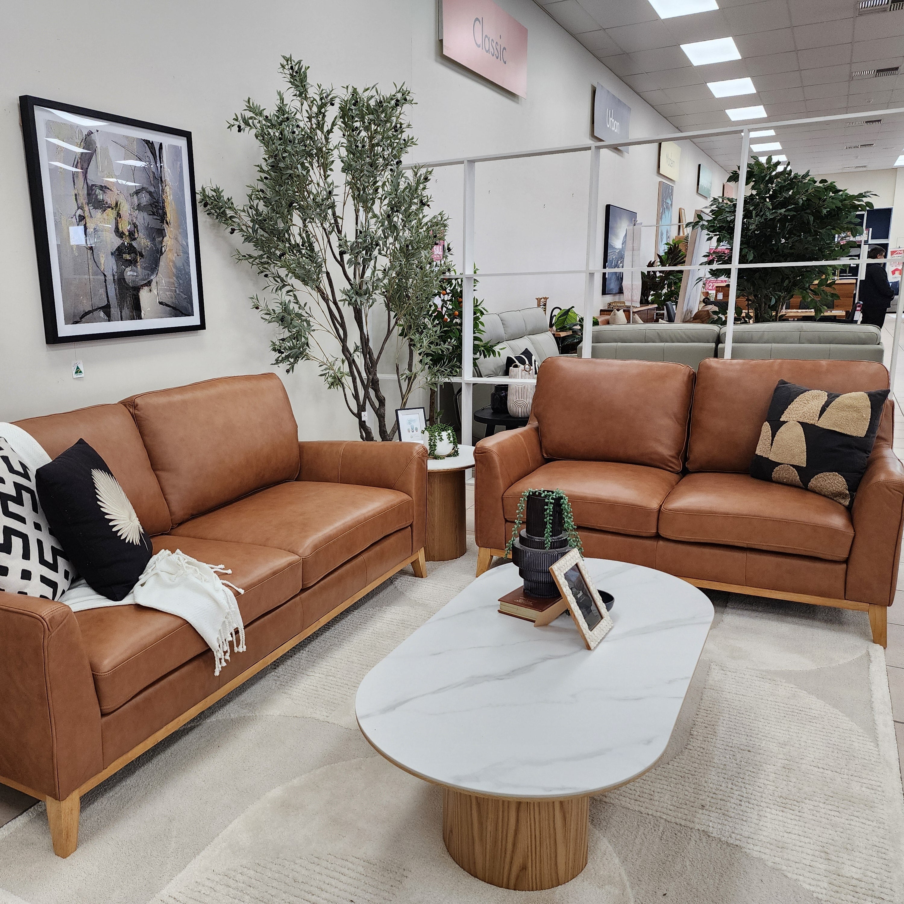 Carson 3+2 Seater Package In Tan Leather