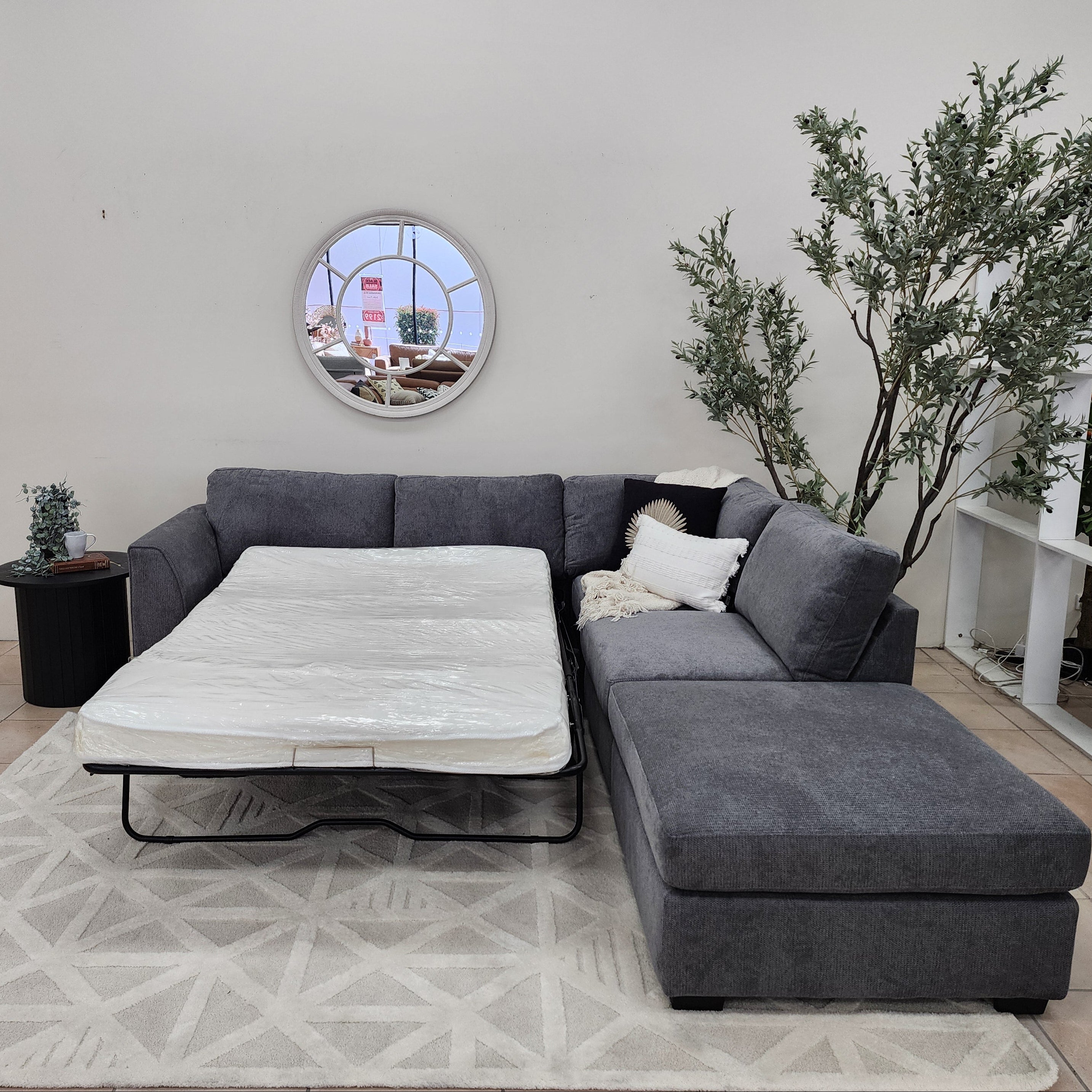 Kelsey Sofa Bed With Right Chaise In Grey