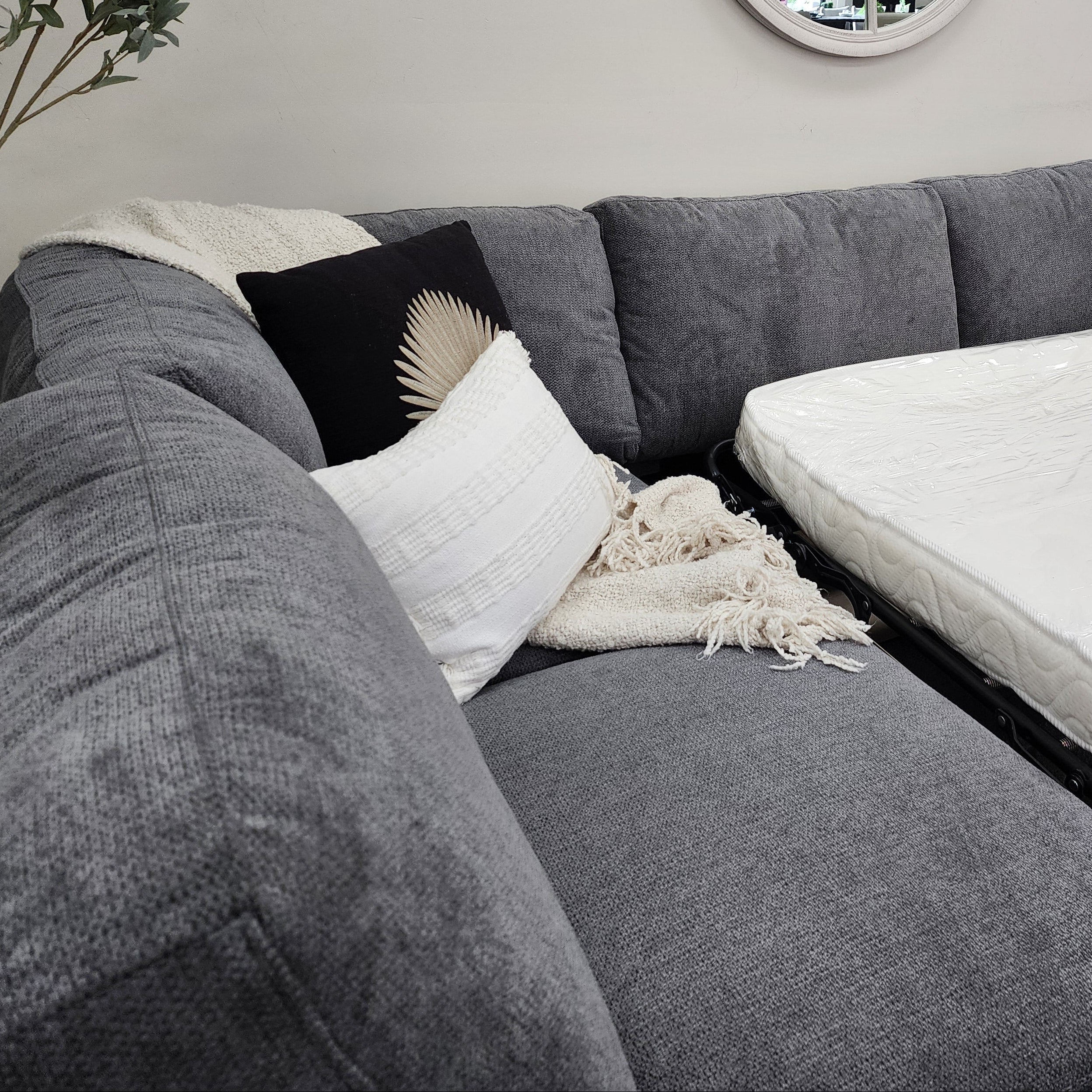 Kelsey Sofa Bed With Left Chaise In Grey