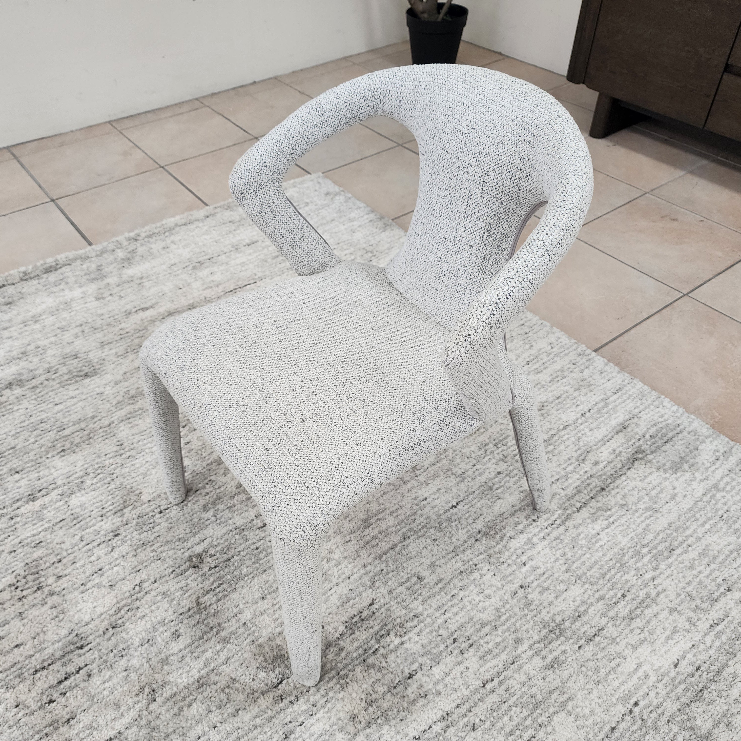 Matteo Upholstered Dining Chair In Salt & Pepper