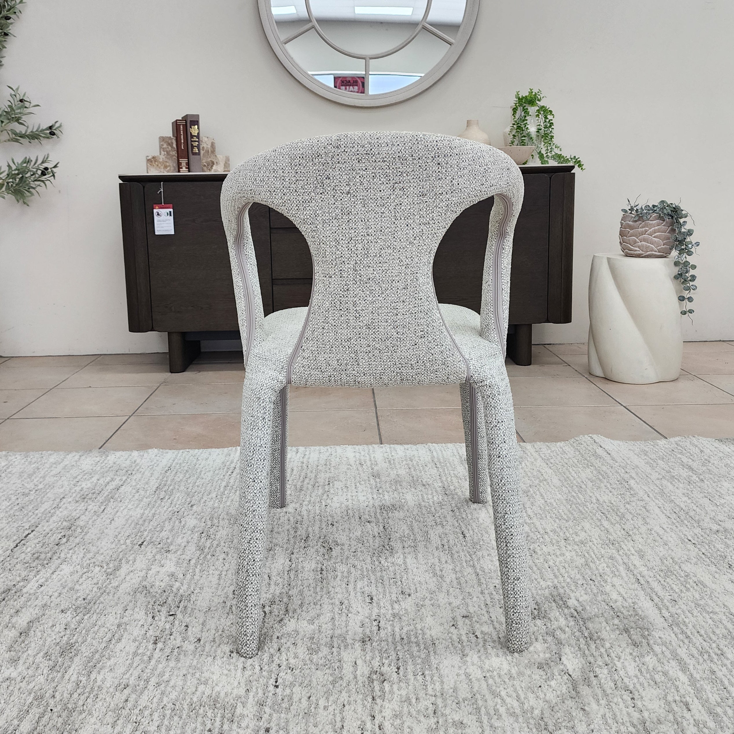 Matteo Upholstered Dining Chair In Salt & Pepper